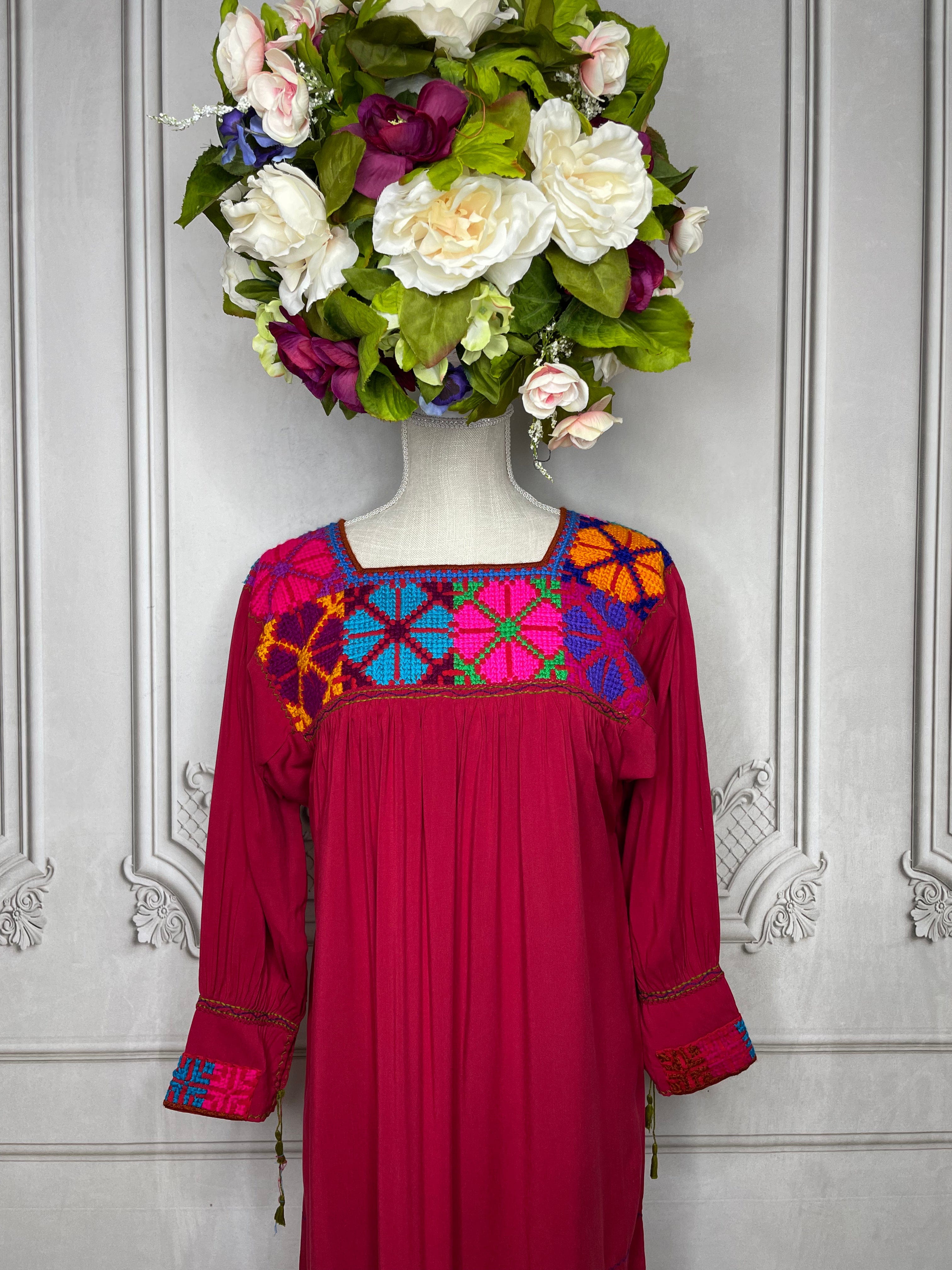 Cross Stitch 3/4 Sleeve Midi Dress