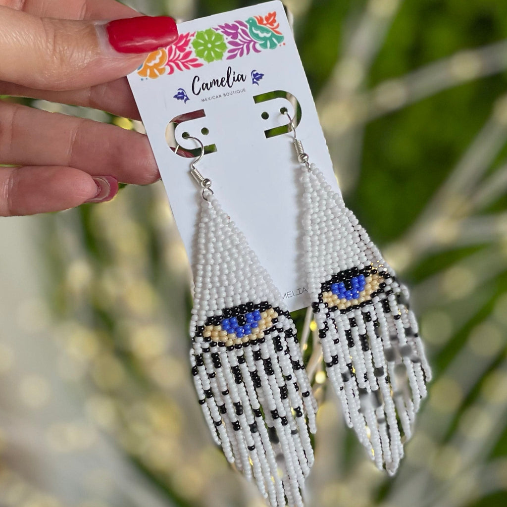 Evil Eye Huichol Native American Earrings