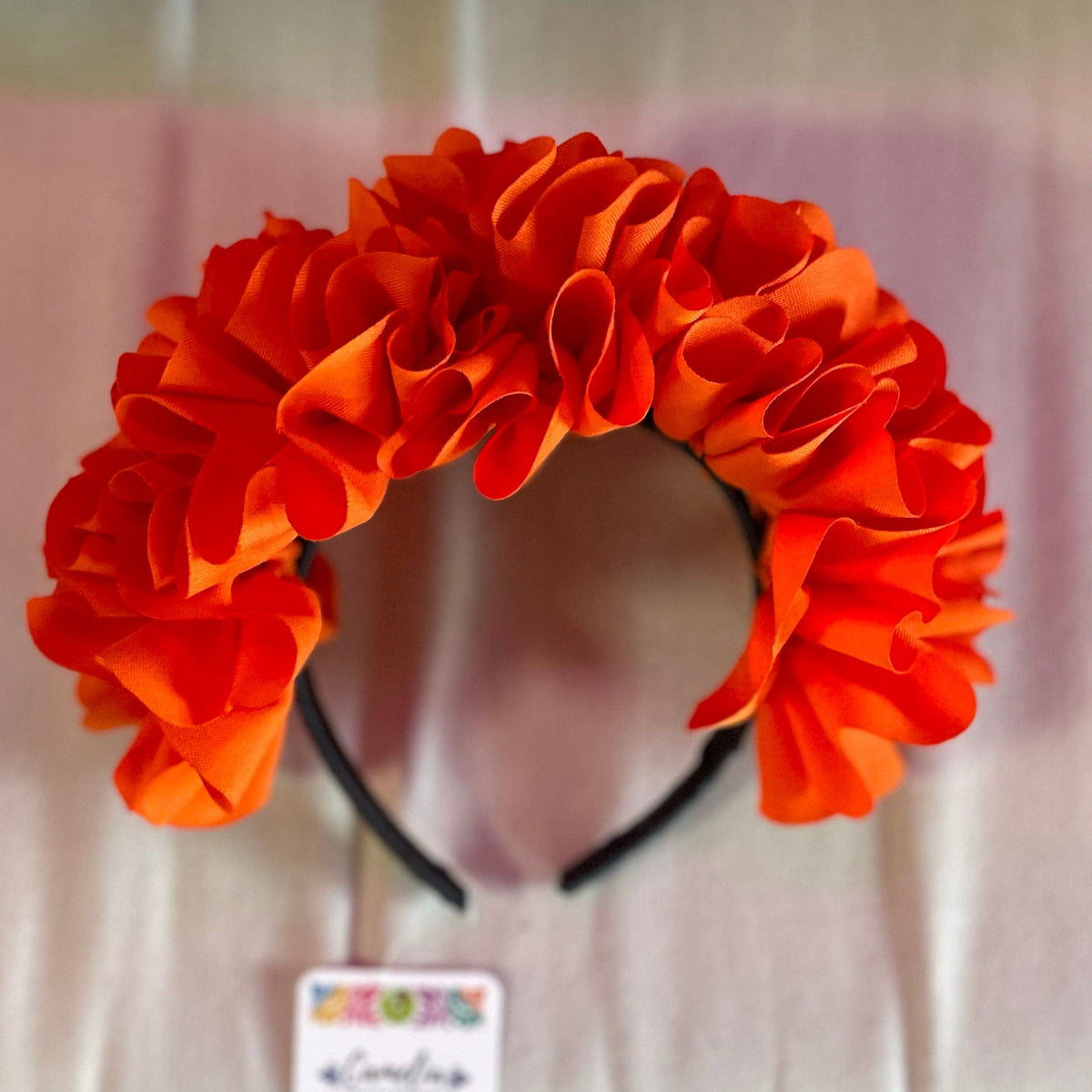 Orange Floral Headband with Ribbons Amazon.com : KorViSHOW Handmade Orange Flower Crown for  main image 2