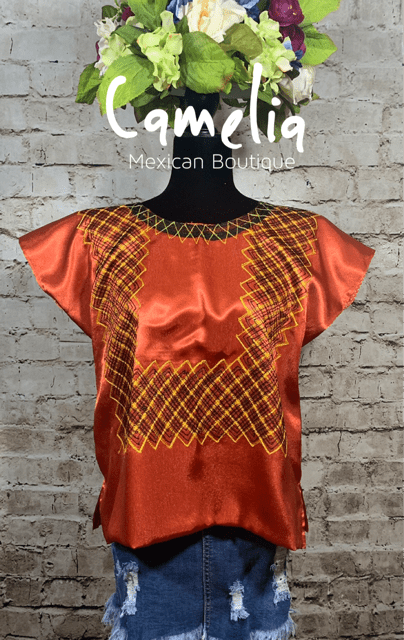 Frida Kahlo Huipil Blouse Satin