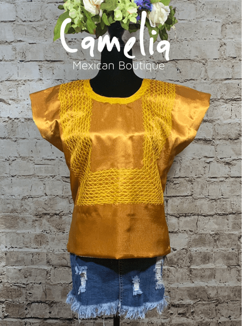 Frida Kahlo Huipil Blouse Satin