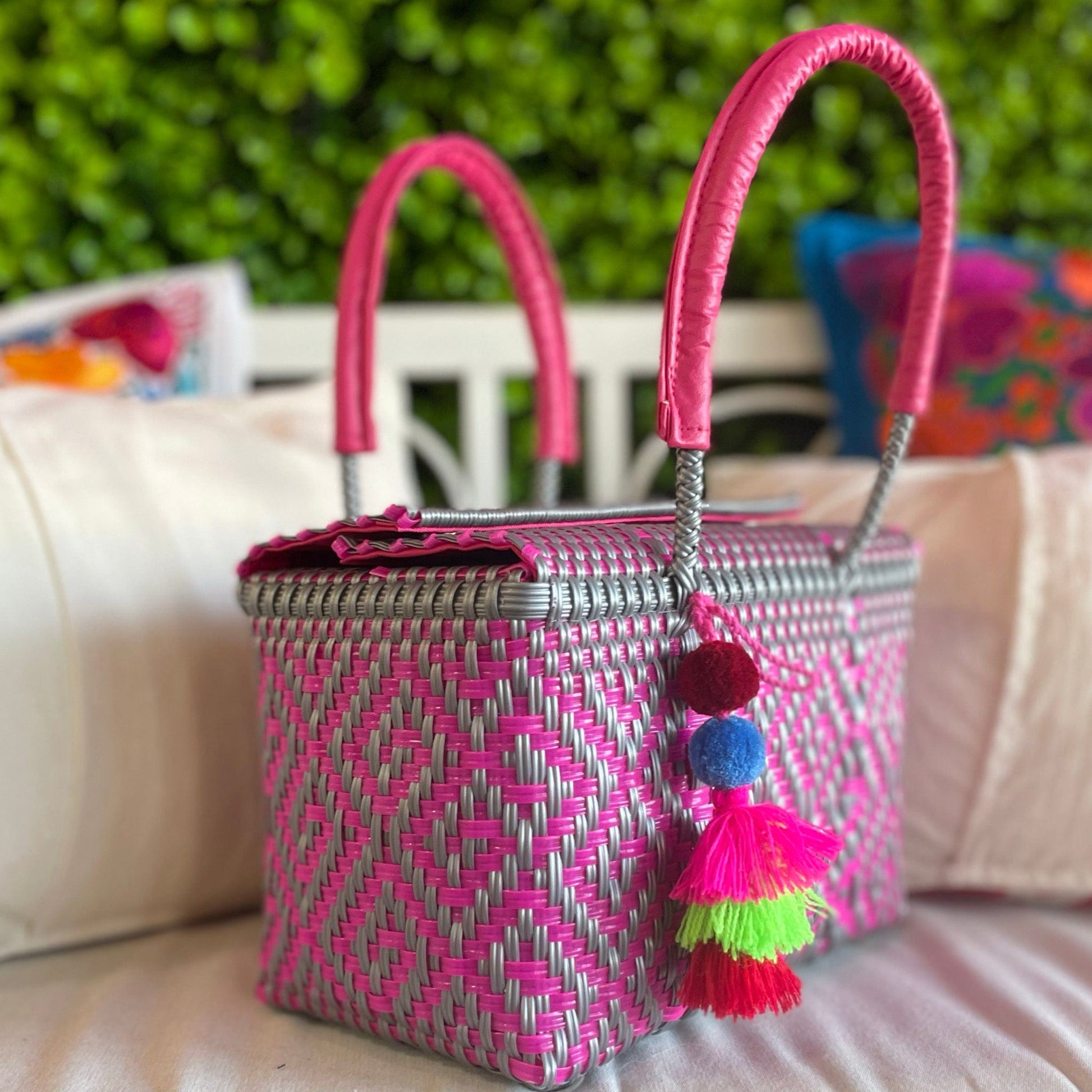 Handwoven Oaxacan Upcycled Boxed Tote Lined - Small