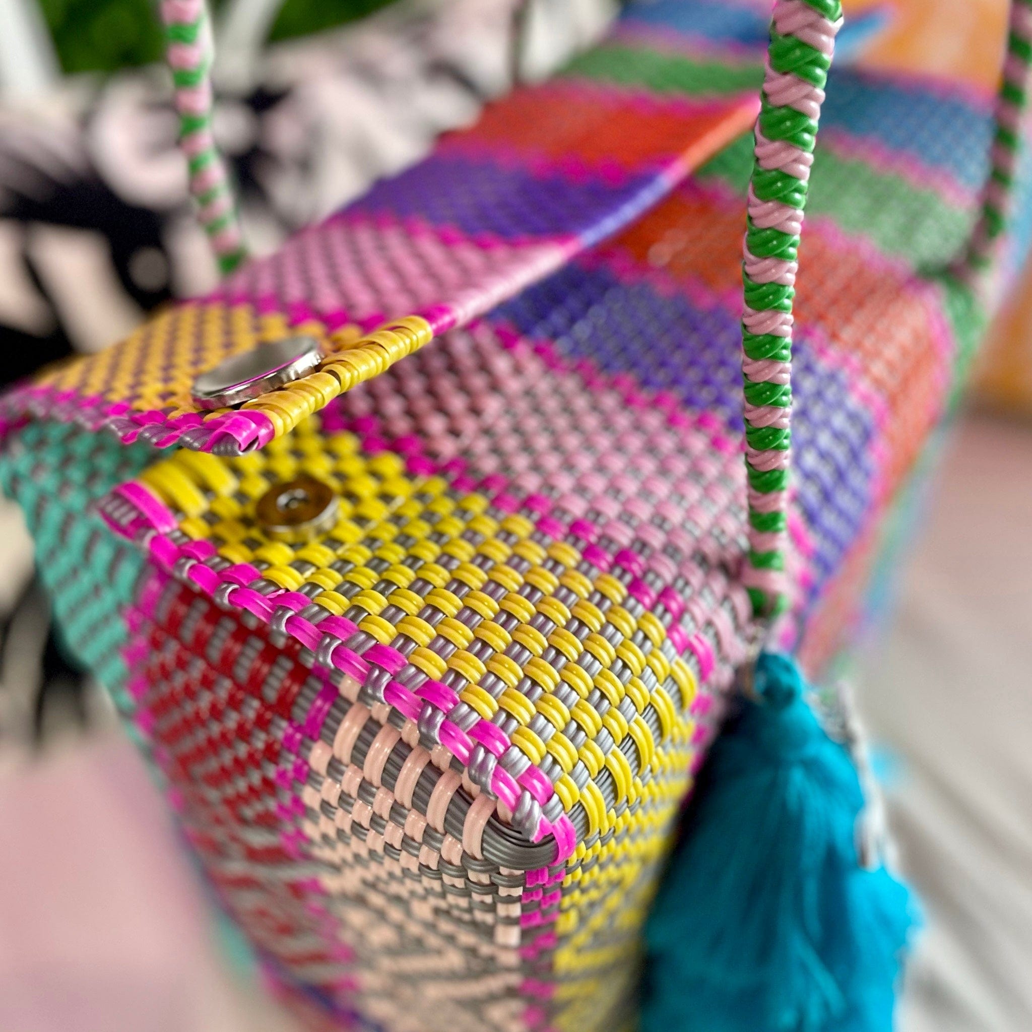 Handwoven Oaxacan Upcycled Boxed Tote - X-Large