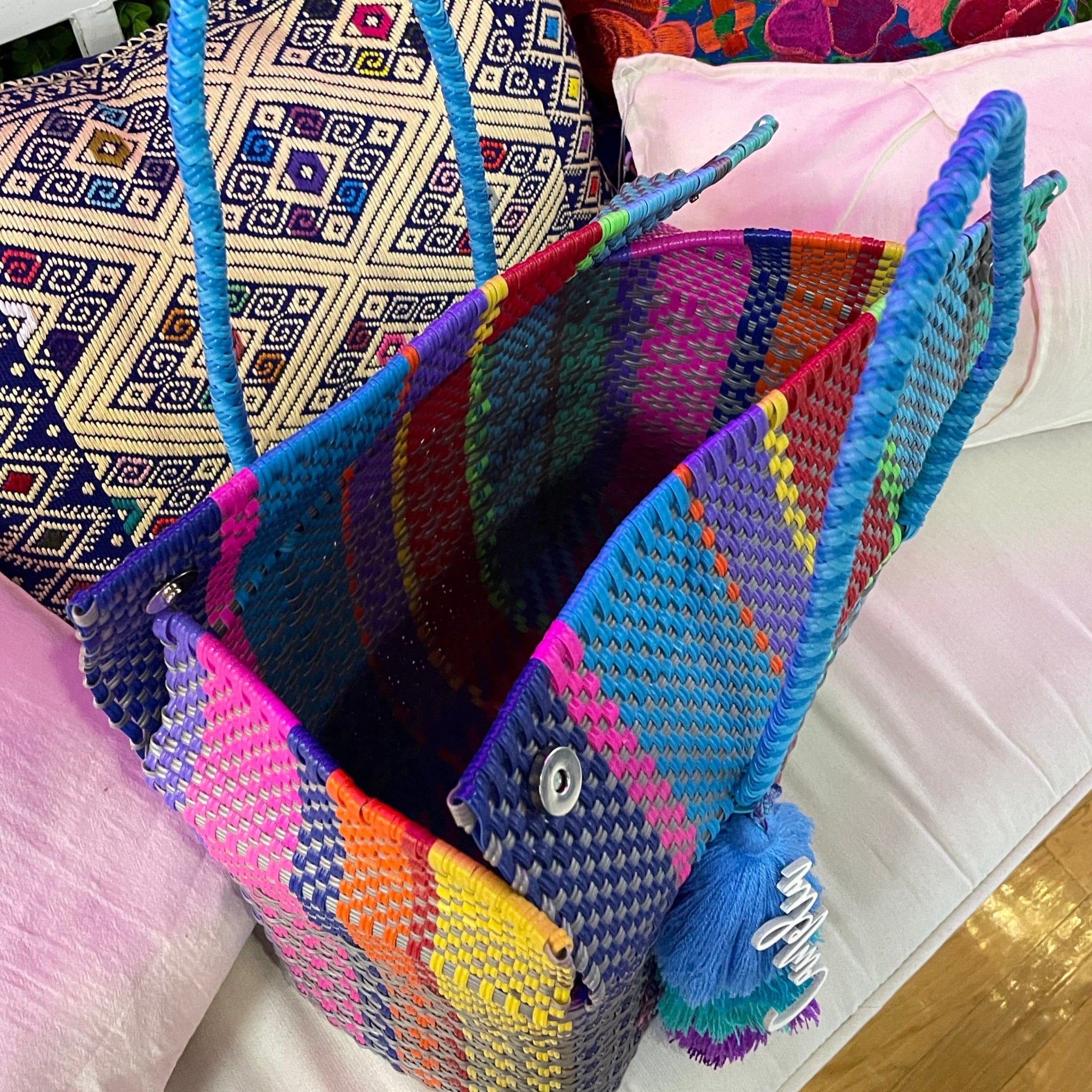 Handwoven Oaxacan Upcycled Boxed Tote - X-Large