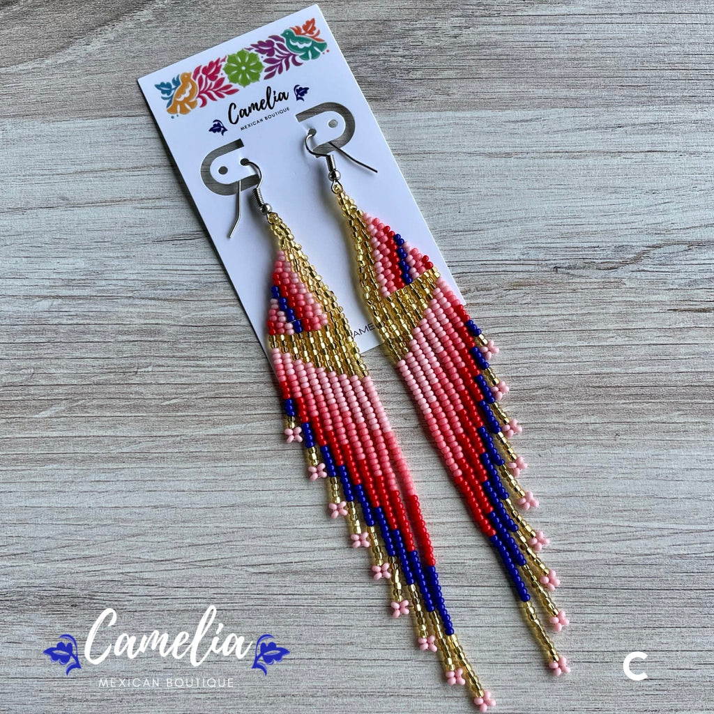 Huichol Native American Beaded  Earrings - Eagle Wings