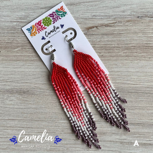 Huichol Native American Beaded  Earrings - Rainfall