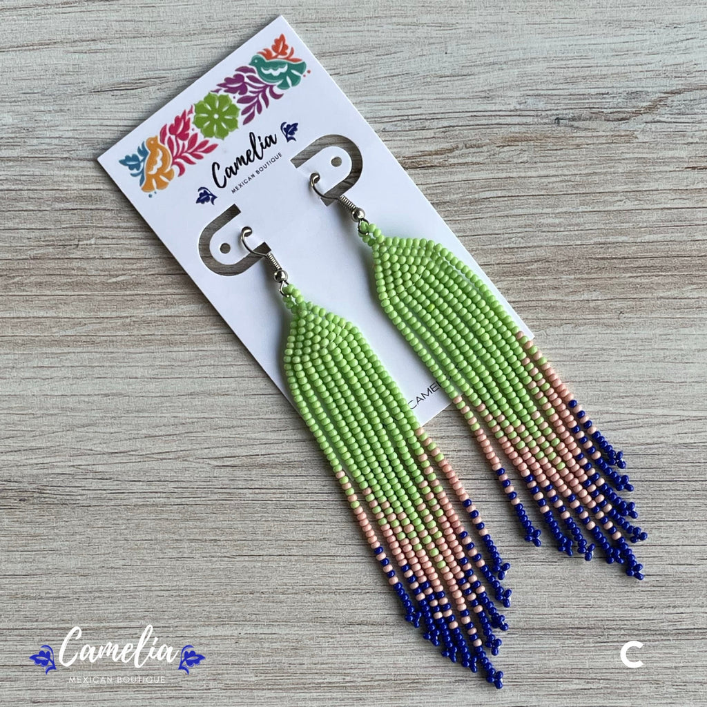 Huichol Native American Beaded  Earrings - Rainfall