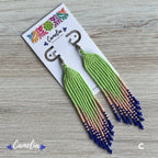 Huichol Native American Beaded  Earrings - Rainfall