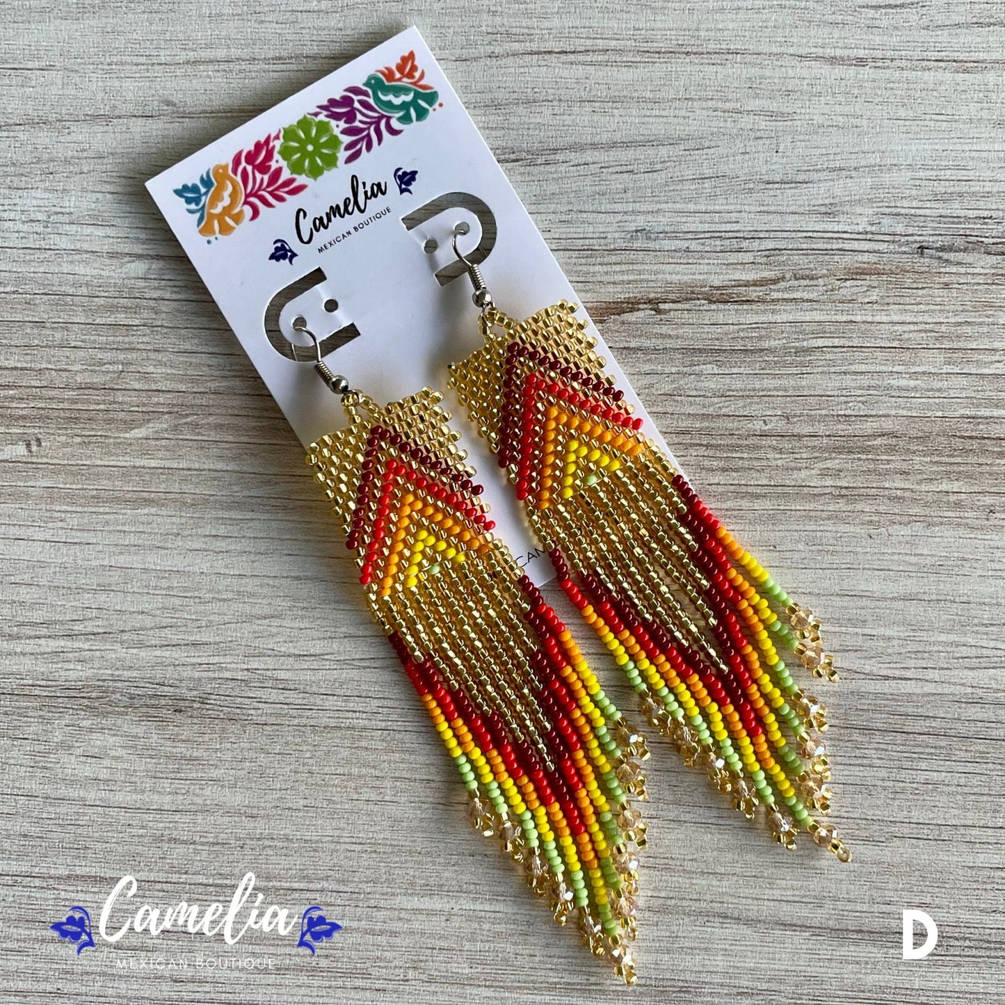 Huichol Native American Beaded  Earrings - Sarape