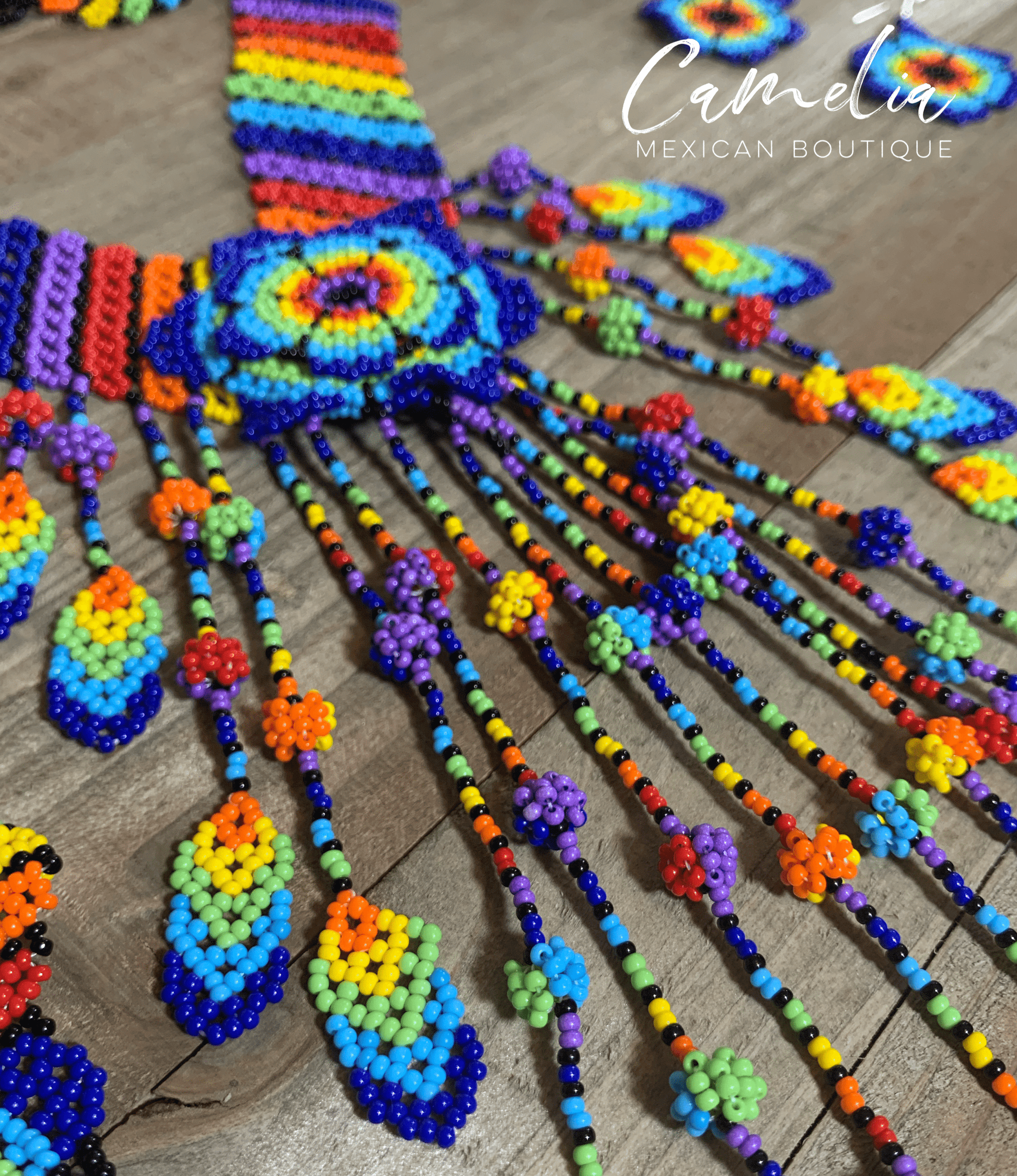 Huichol Native American Beaded Necklace Set - Flower