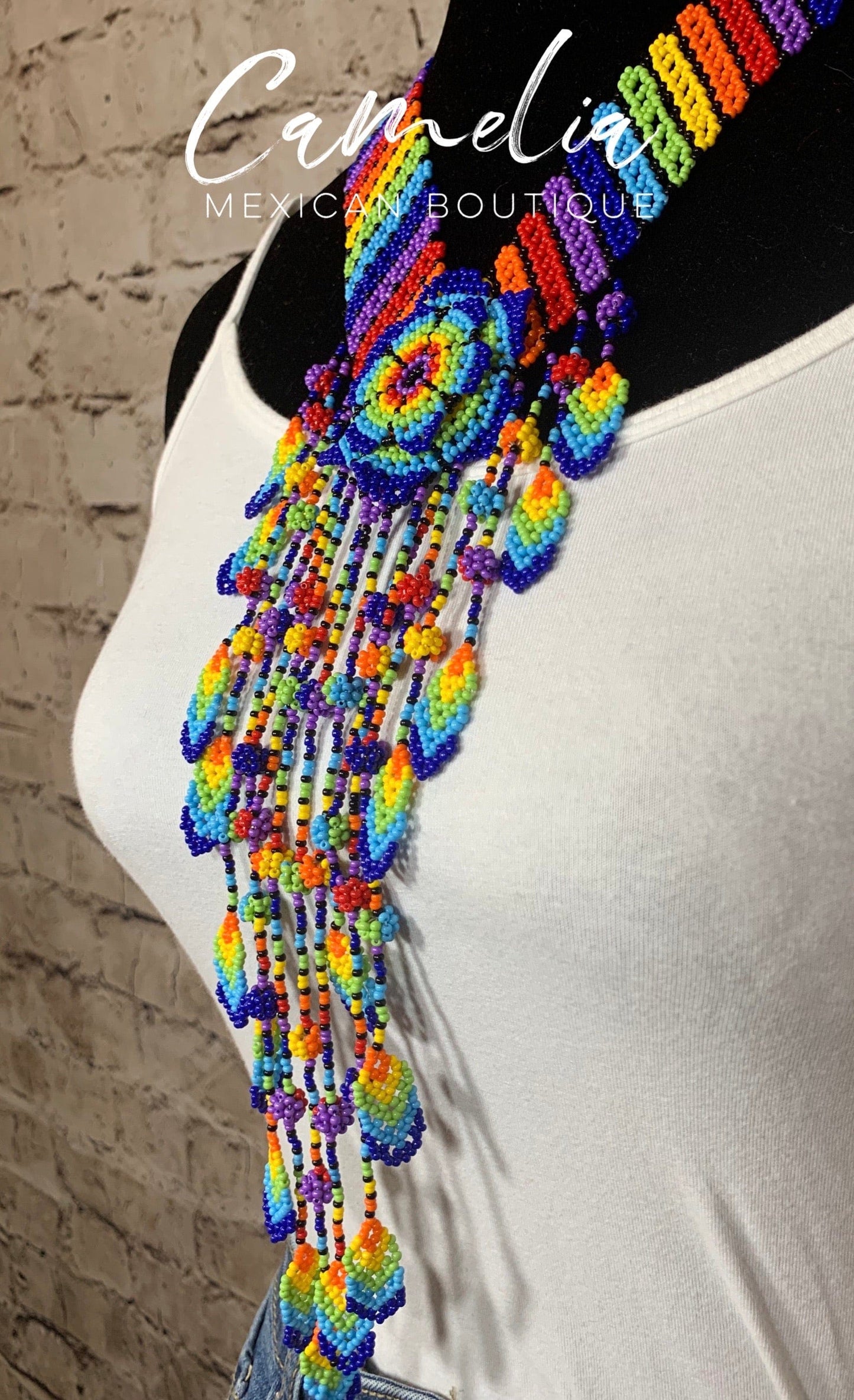 Huichol Native American Beaded Necklace Set - Flower