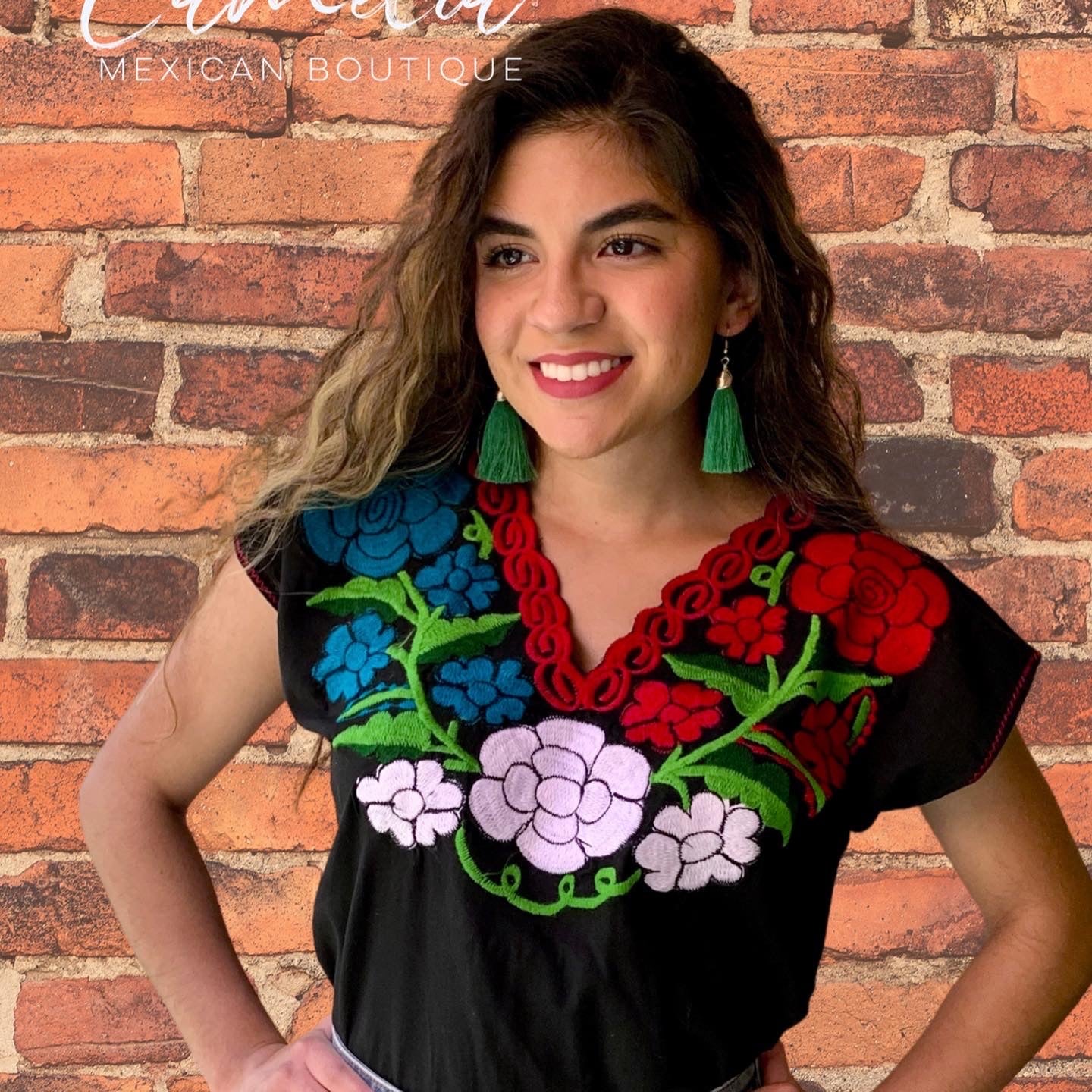 Zinnia Embroidered Mexican Blouse - VIVA MEXICO