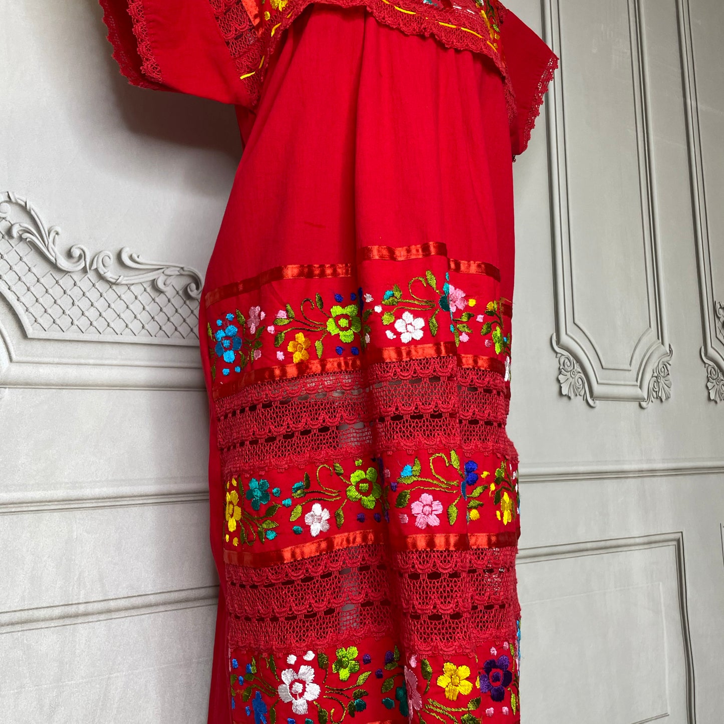 Yucatan Midi Lace Mexican Dress - Margarita