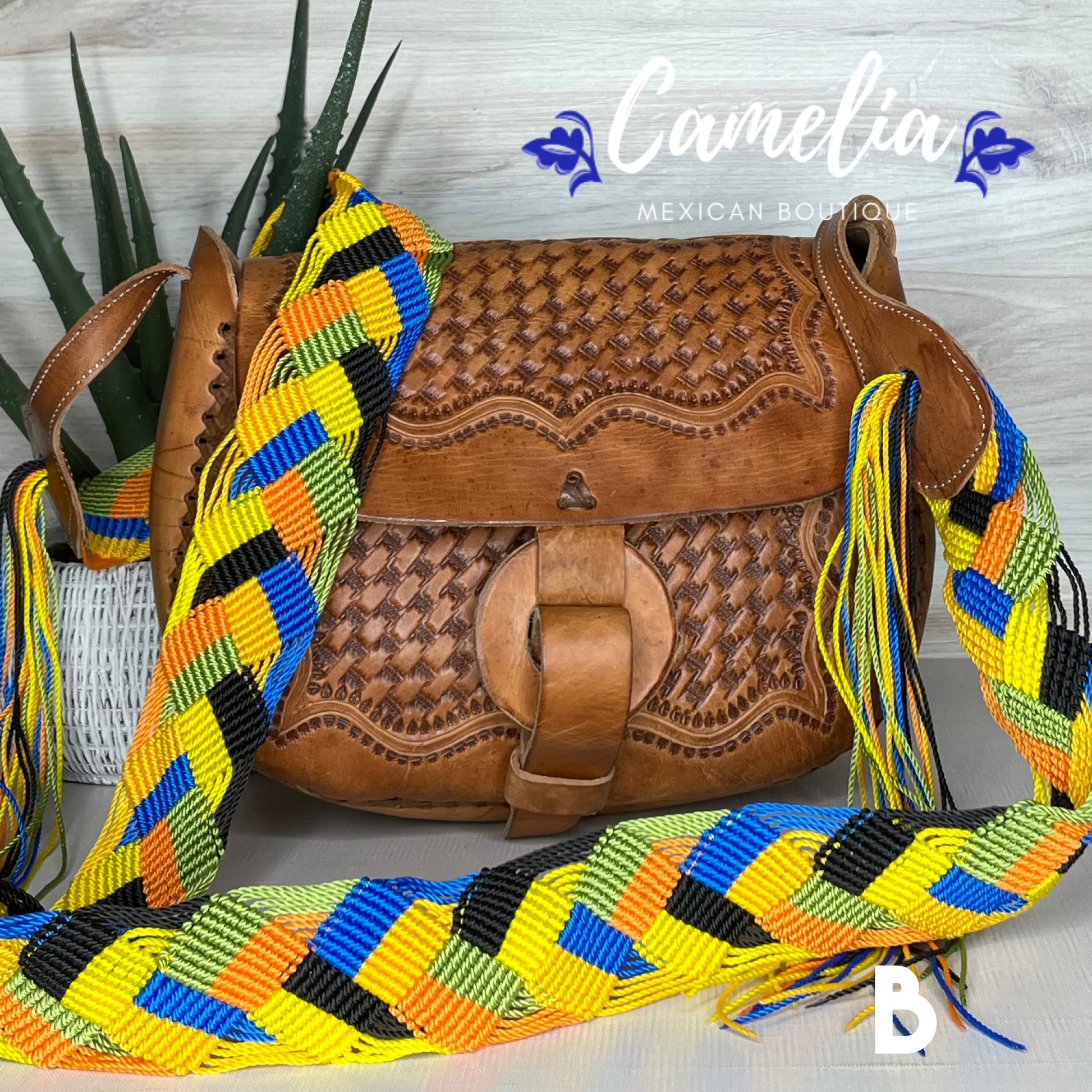 Mexican Leather Envelope Crossbody Bag - Hand Tooled C