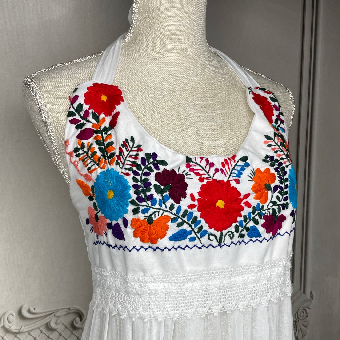 Puebla Mexican Wedding Dress - Halter Gauze