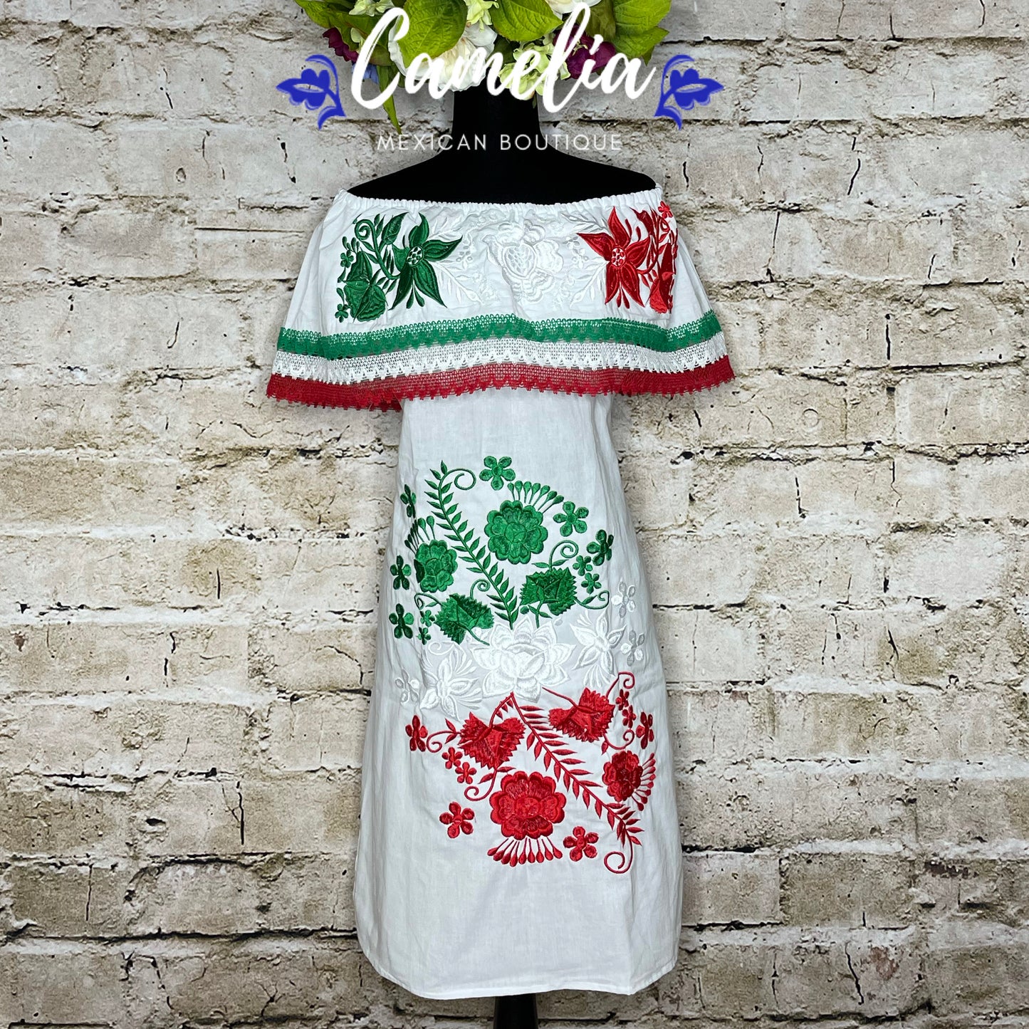 Off Shoulder Tri-Color VIVA MEXICO Dress