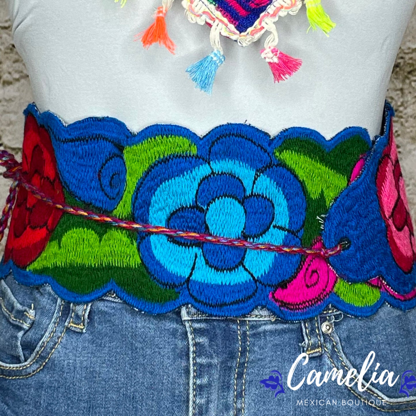 Mexican Embroidered Belt - Zinnia