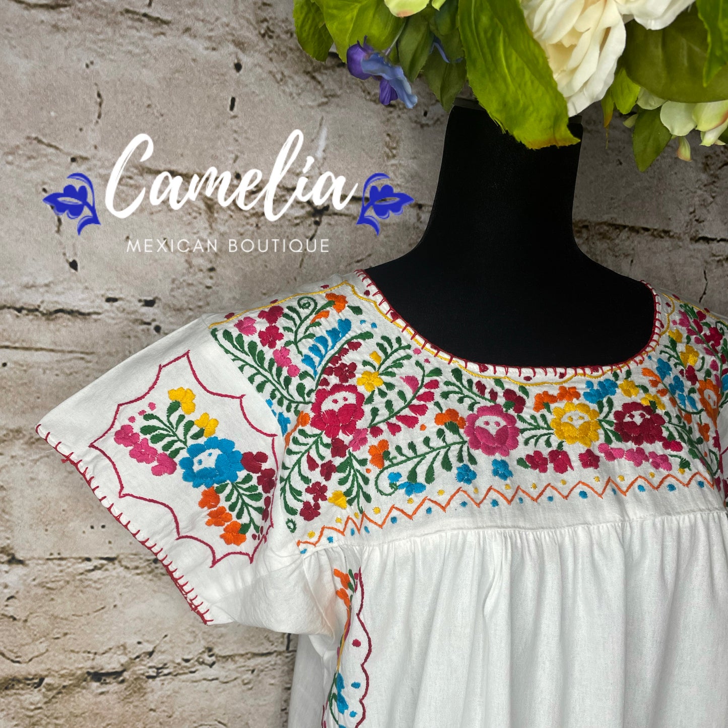 San Antonino Mexican Blouse - Short Sleeve Cotton Embroidery