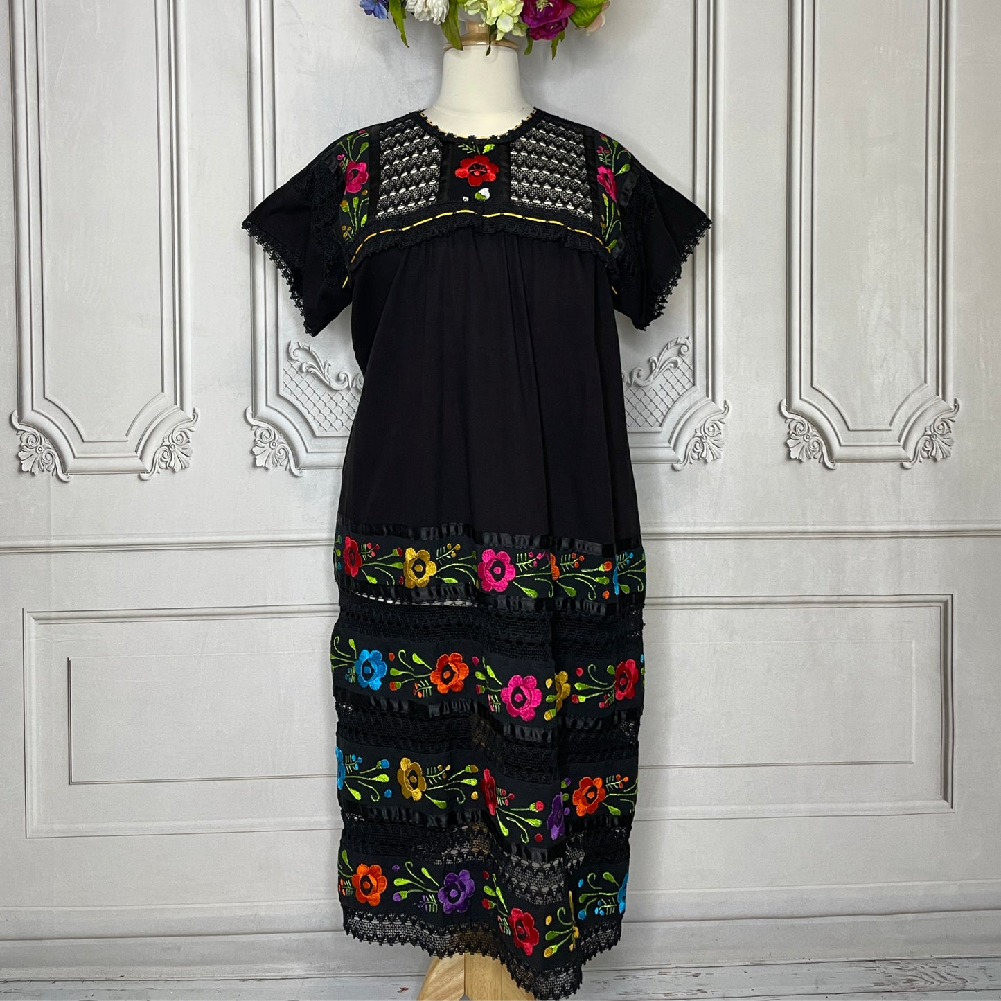 Yucatan Midi Lace Mexican Dress - Margarita