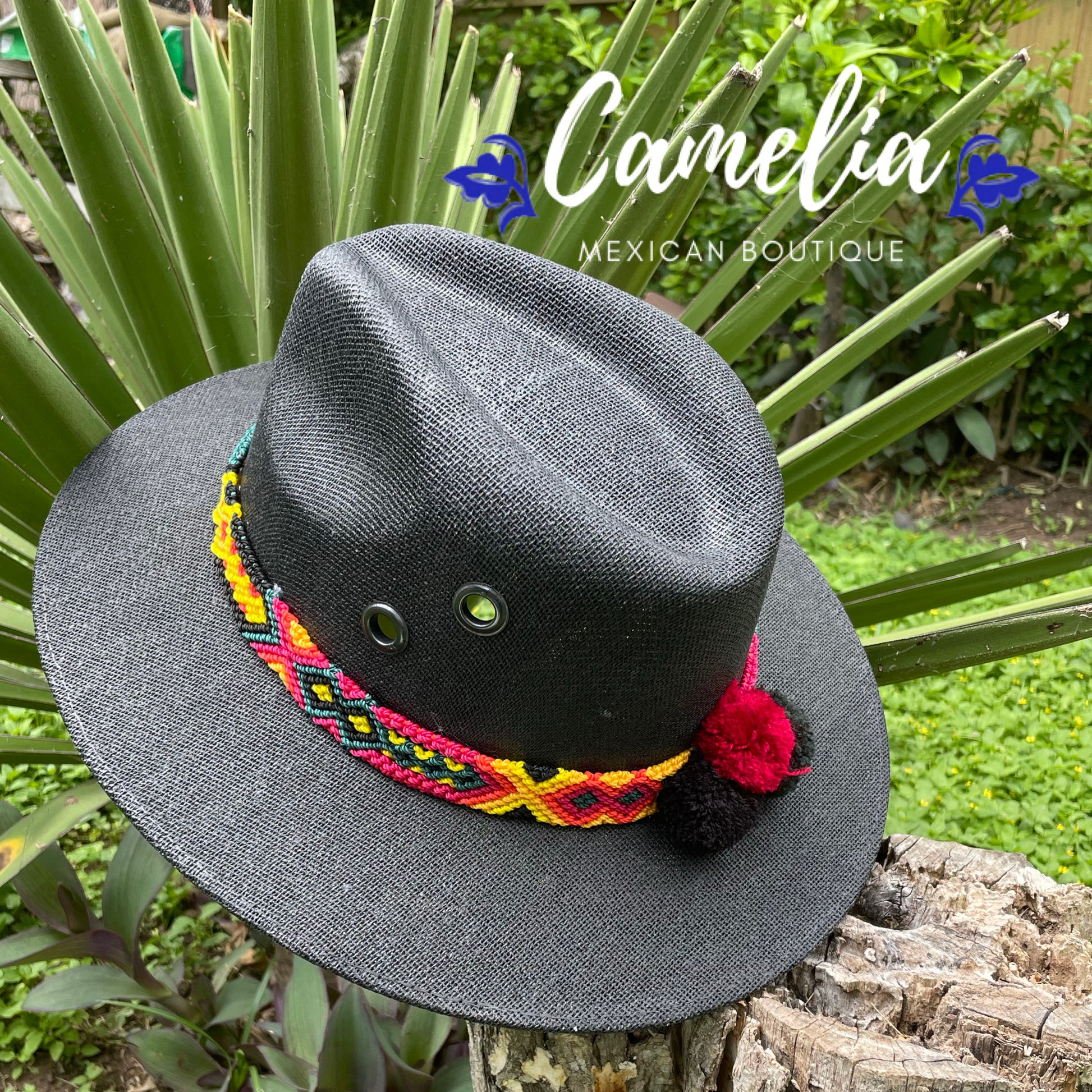 Mexican Sun Hat Pom-Poms Black / Medium