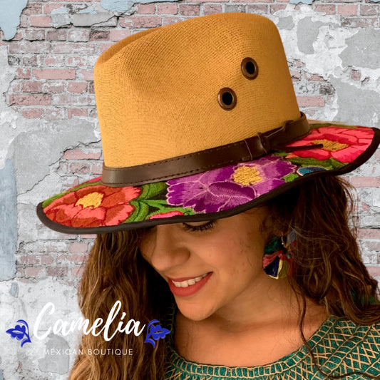 Chapeau de soleil brodé mexicain Zinnia