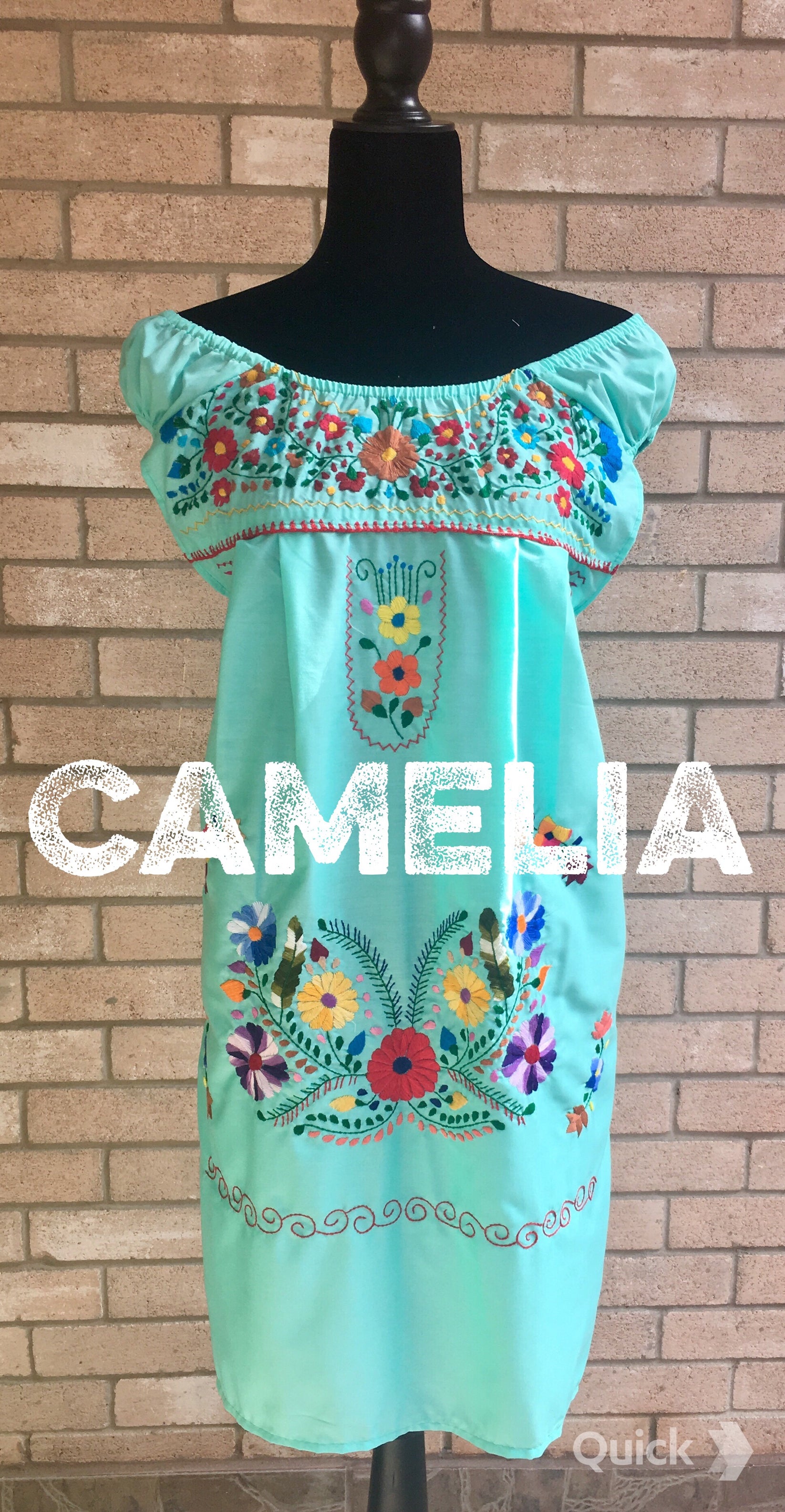 Off Shoulder Elastic Puebla Mexican Dress – Camelia Mexican Boutique