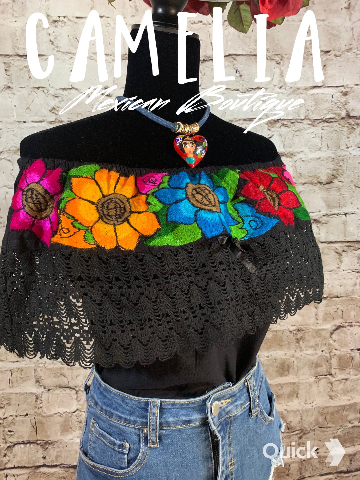 Off Shoulder Mexican Blouse Cotton Embroidery