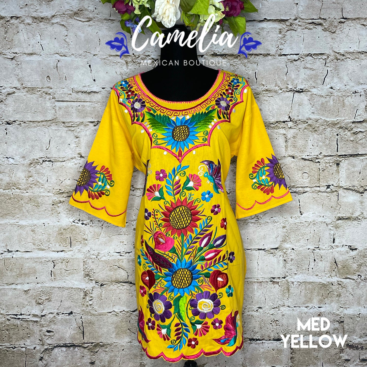 Mexican Mini Dress Sunflower