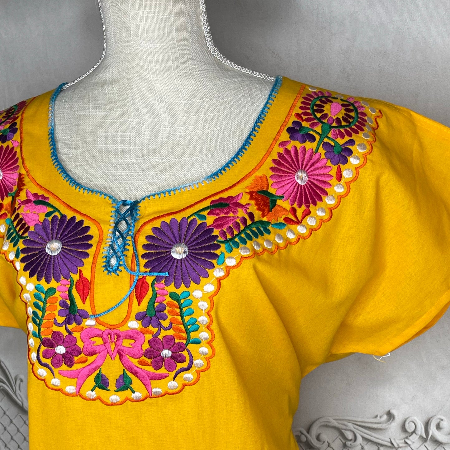 Daisy V-Neck Mexican Dress Women