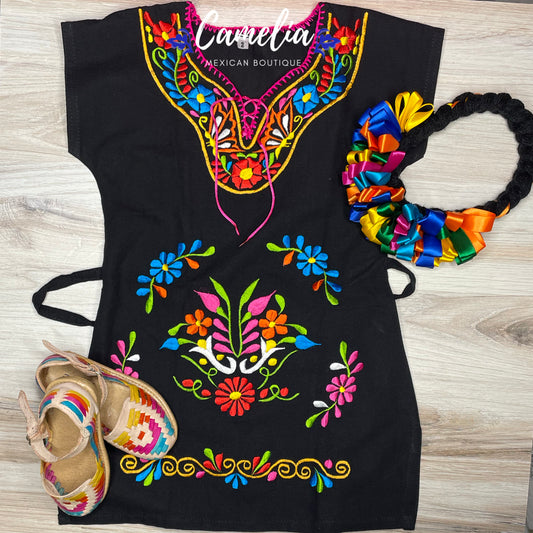 Daisy V-Neck Mexican Dress for Girls