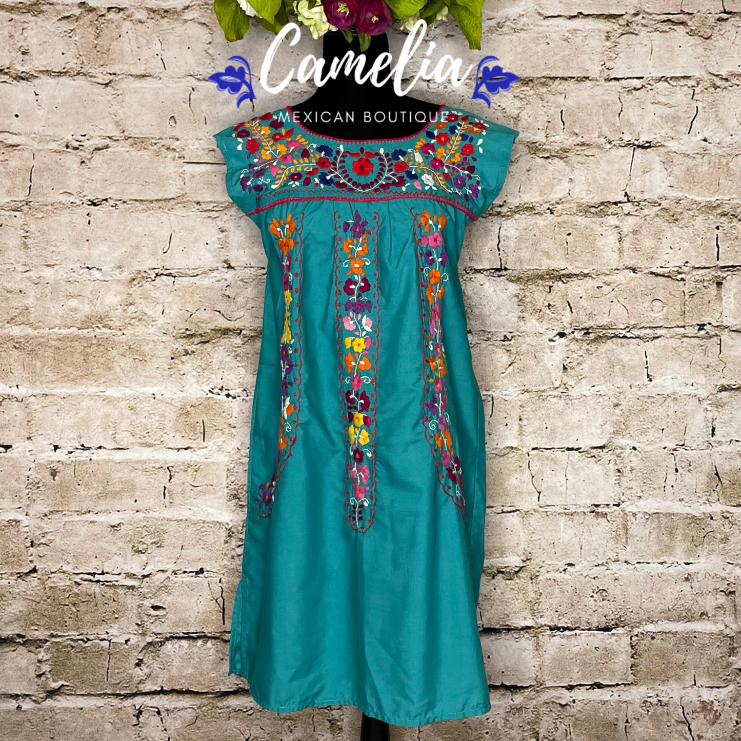 Puebla Sleeveless Dress for Women T-Pattern - Knee Length