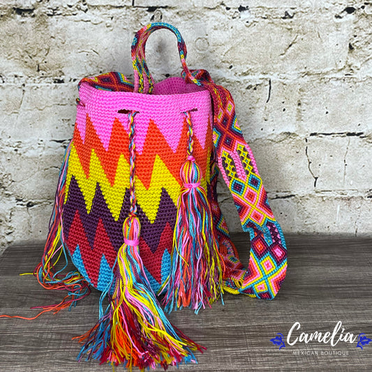  Authentic Mexican Artisan Bag with Strap, Ethnic Embroidered  Woven Crossbody Boho Purse for Women : Handmade Products