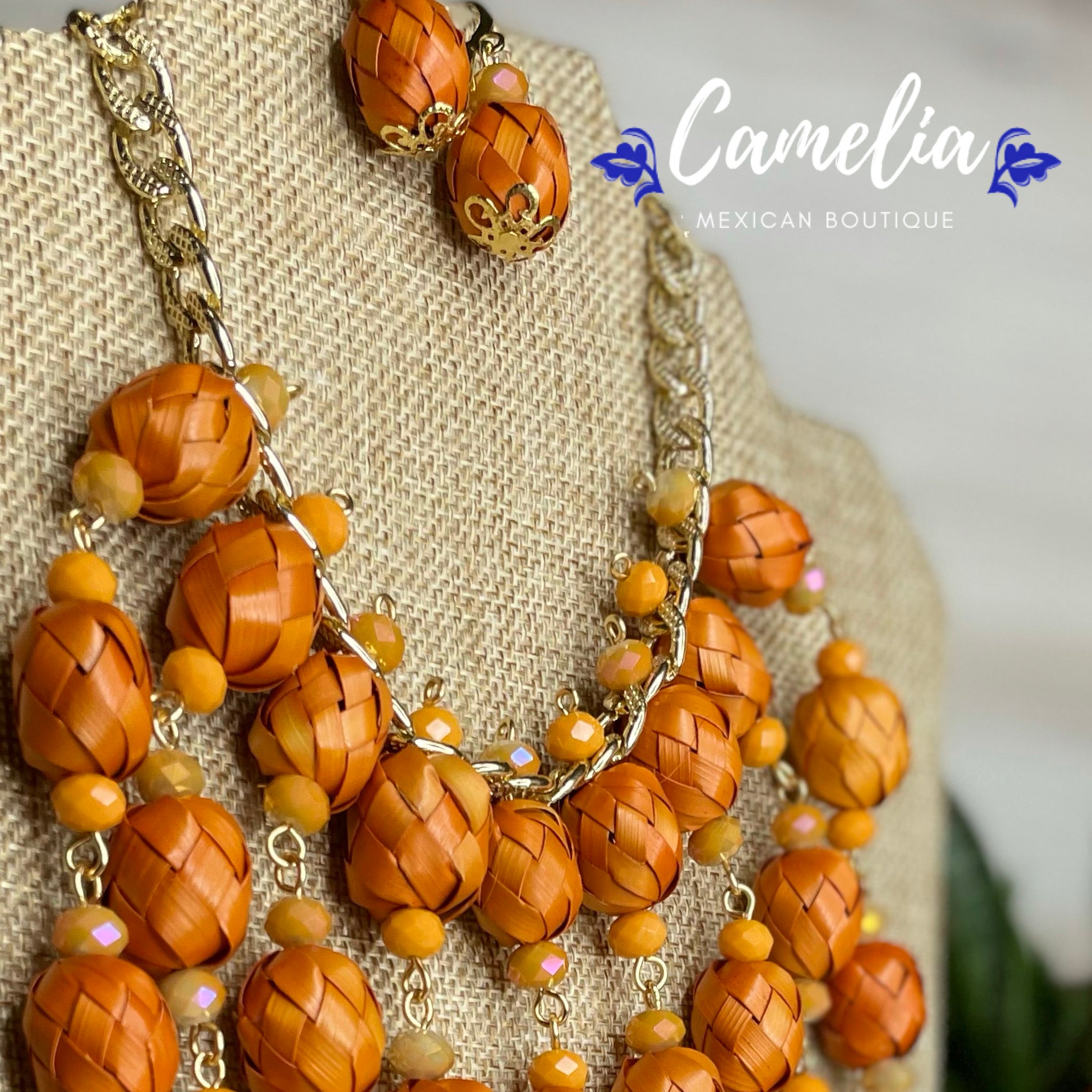 Mexican Jewerly Set. Palm Leaf Flower Necklace & Earrings. Flower Jewelry.  Handmade Jewelry. Free Shipping - Etsy
