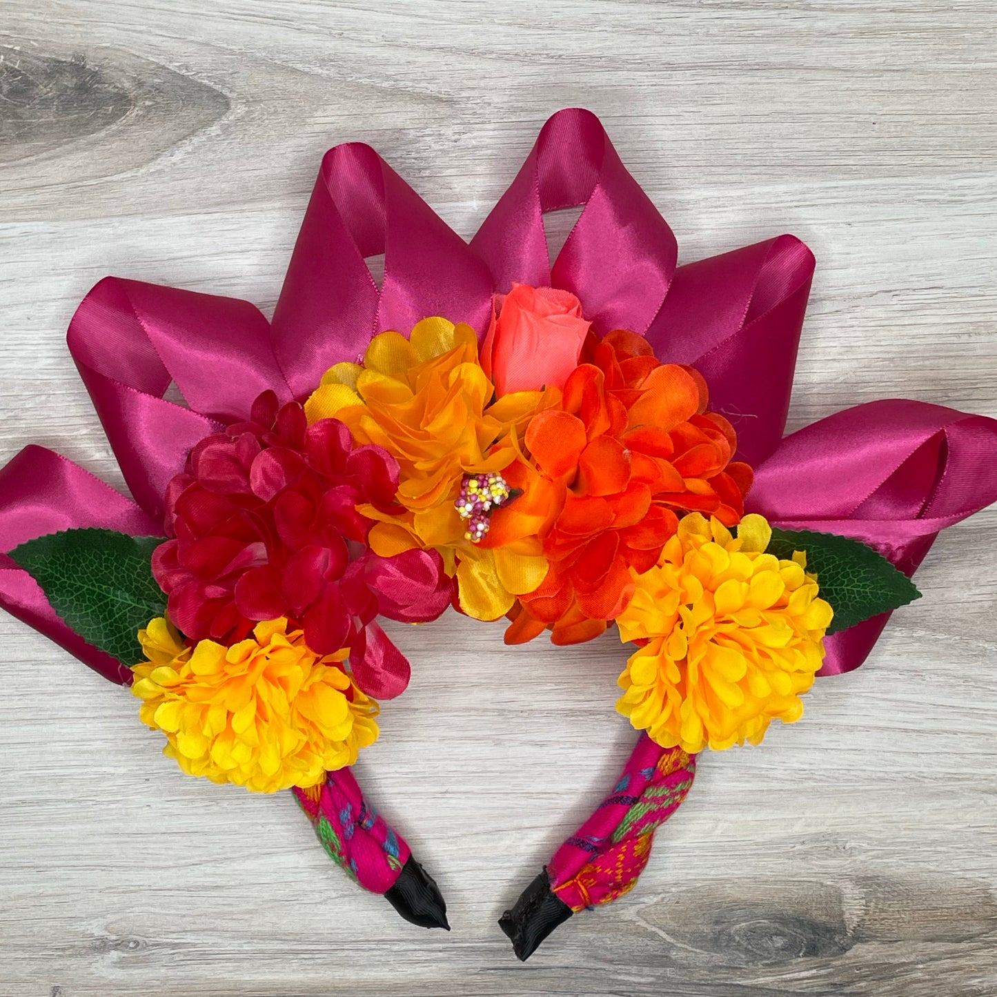 Mexican Flower Headband with Ribbons