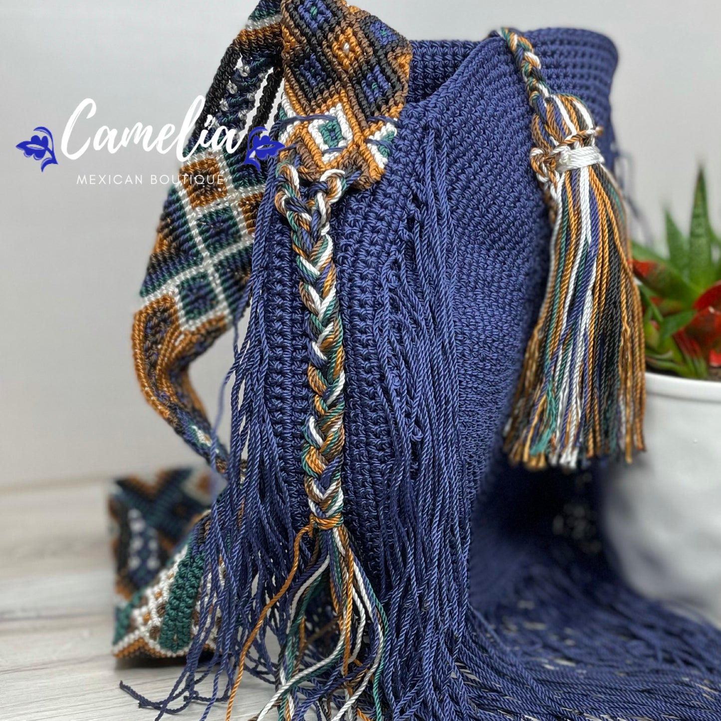 Crocheted Columbian Wayuu Round Boho Tote