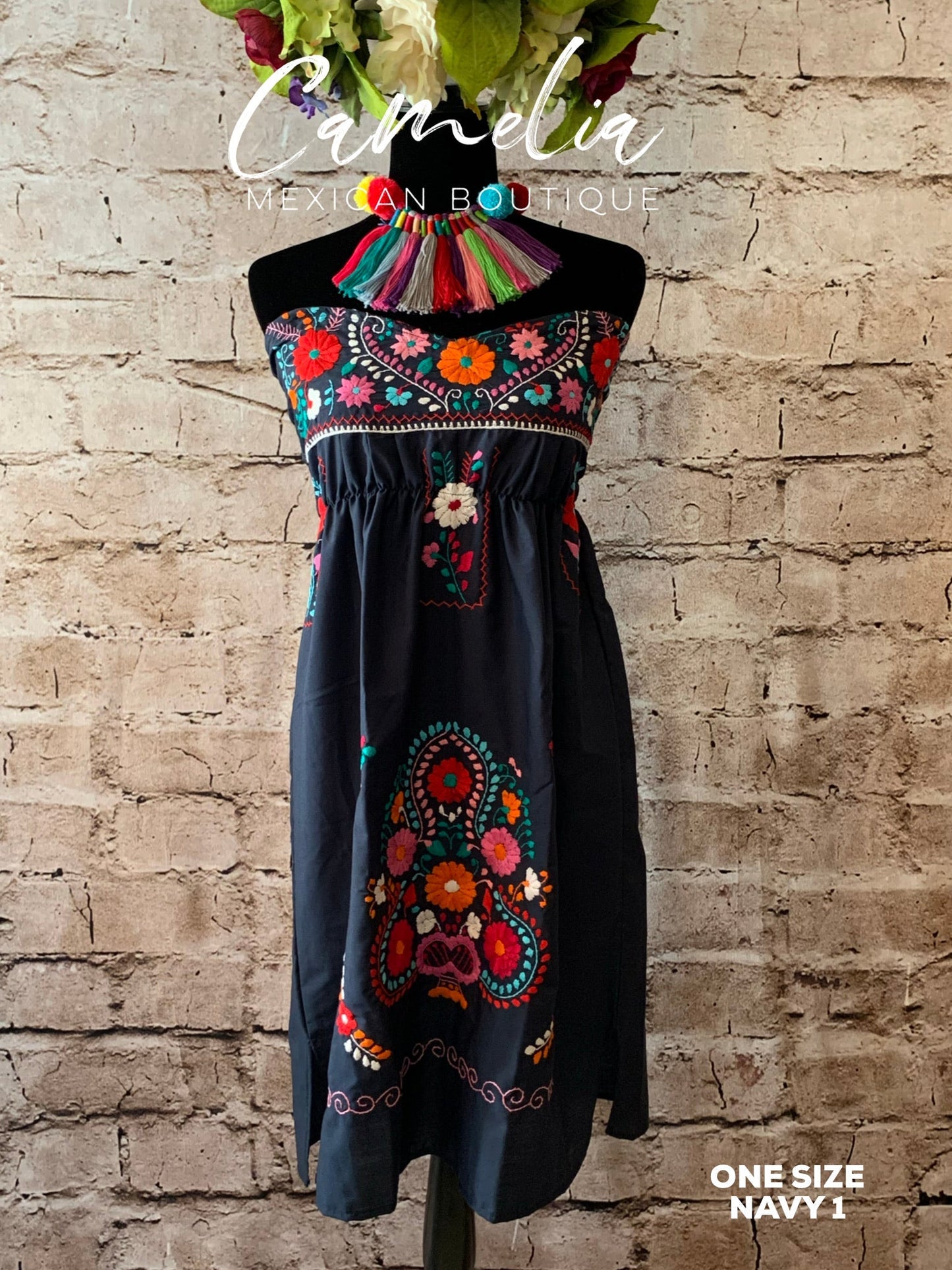 Puebla Mexican Dress Strapless Heart - Mini