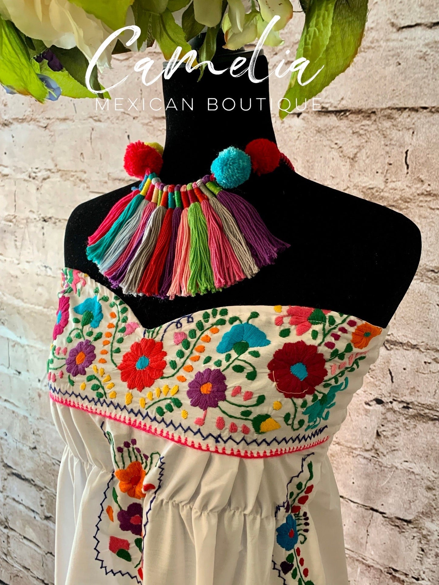 Puebla Mexican Dress Strapless Heart - Mini