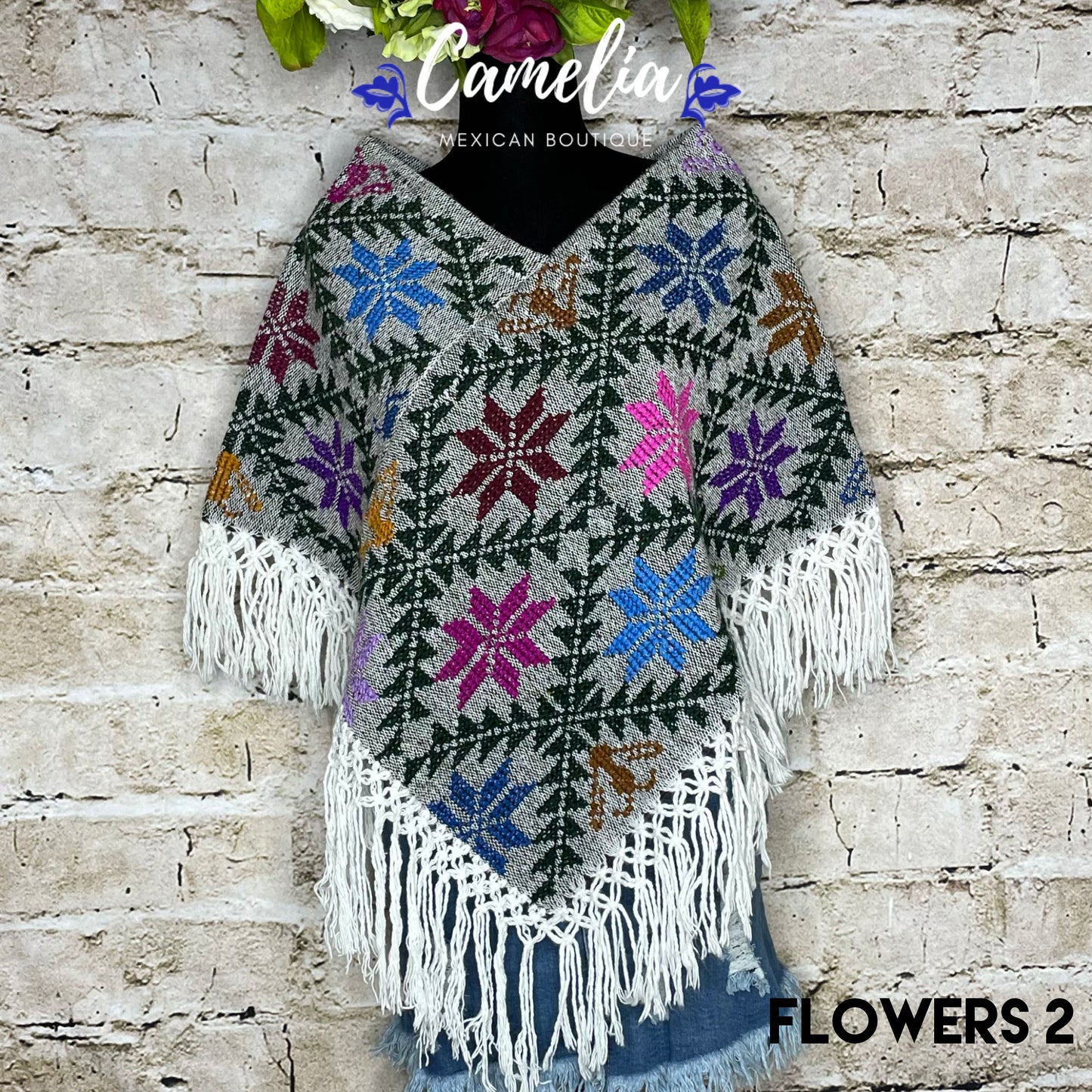 Mexican Cape Poncho Cross Stitch Heather Floral
