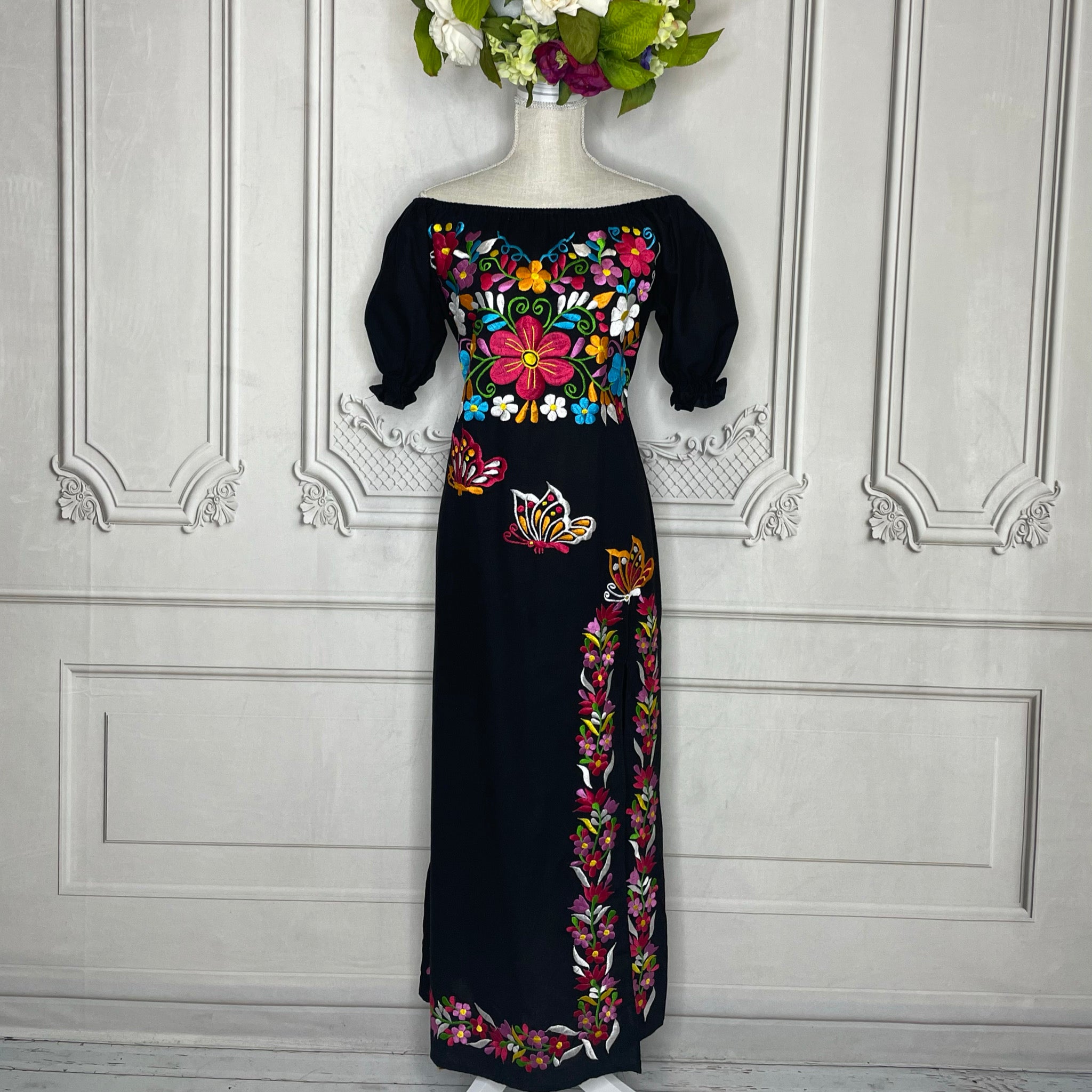 Mexican Asymmetrical Dress. Size S XL. Floral Embroidered Dress. Traditional  Mexican Dress. Artisanal Mexican Party Dress. Latina Style. - Etsy Hong Kong
