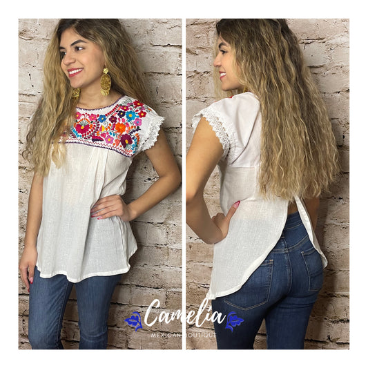 Melliflo Mexican Embroidered Tops for Women Casual Summer Peasant