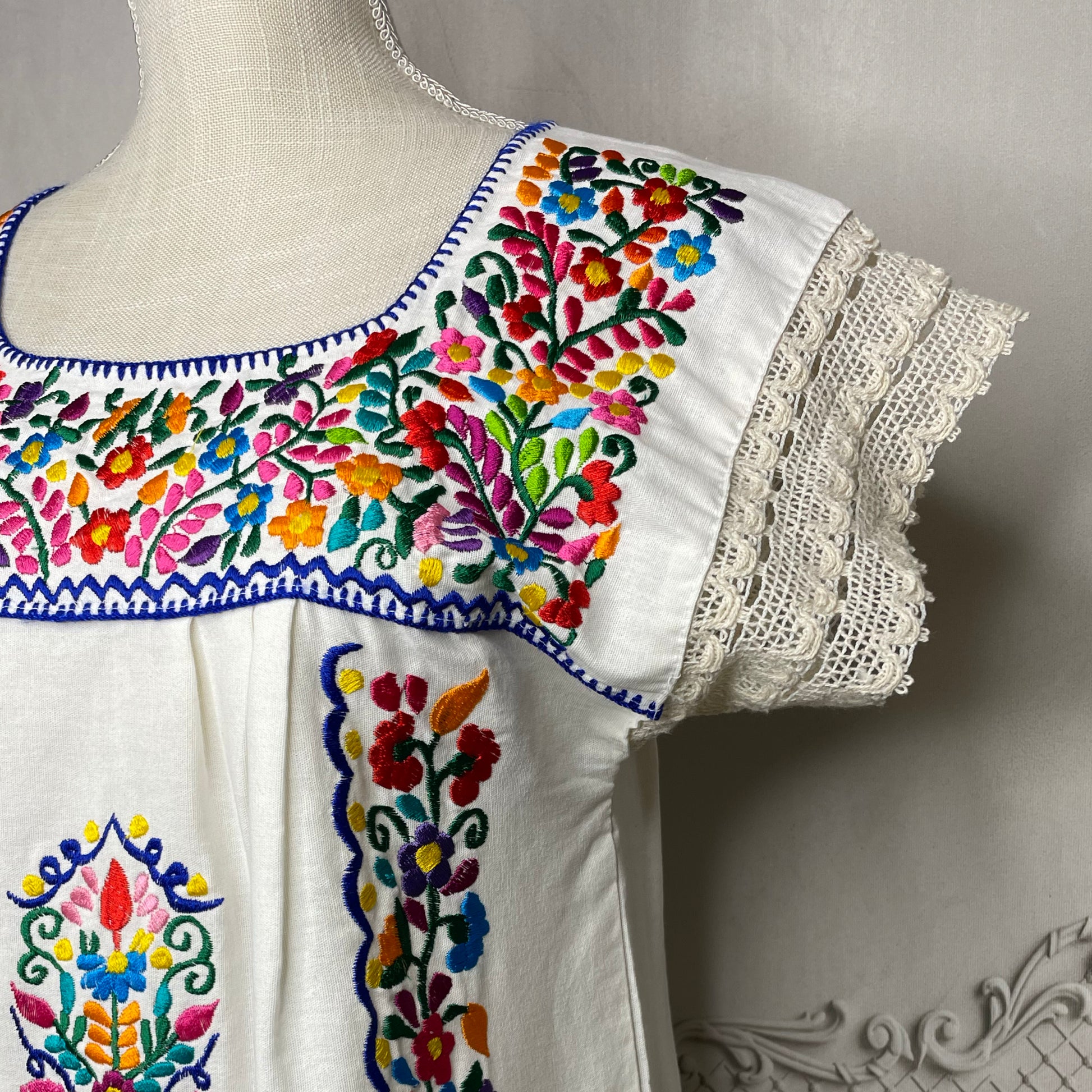 Laced Trim Mexican Dress - Daisy – Camelia Mexican Boutique