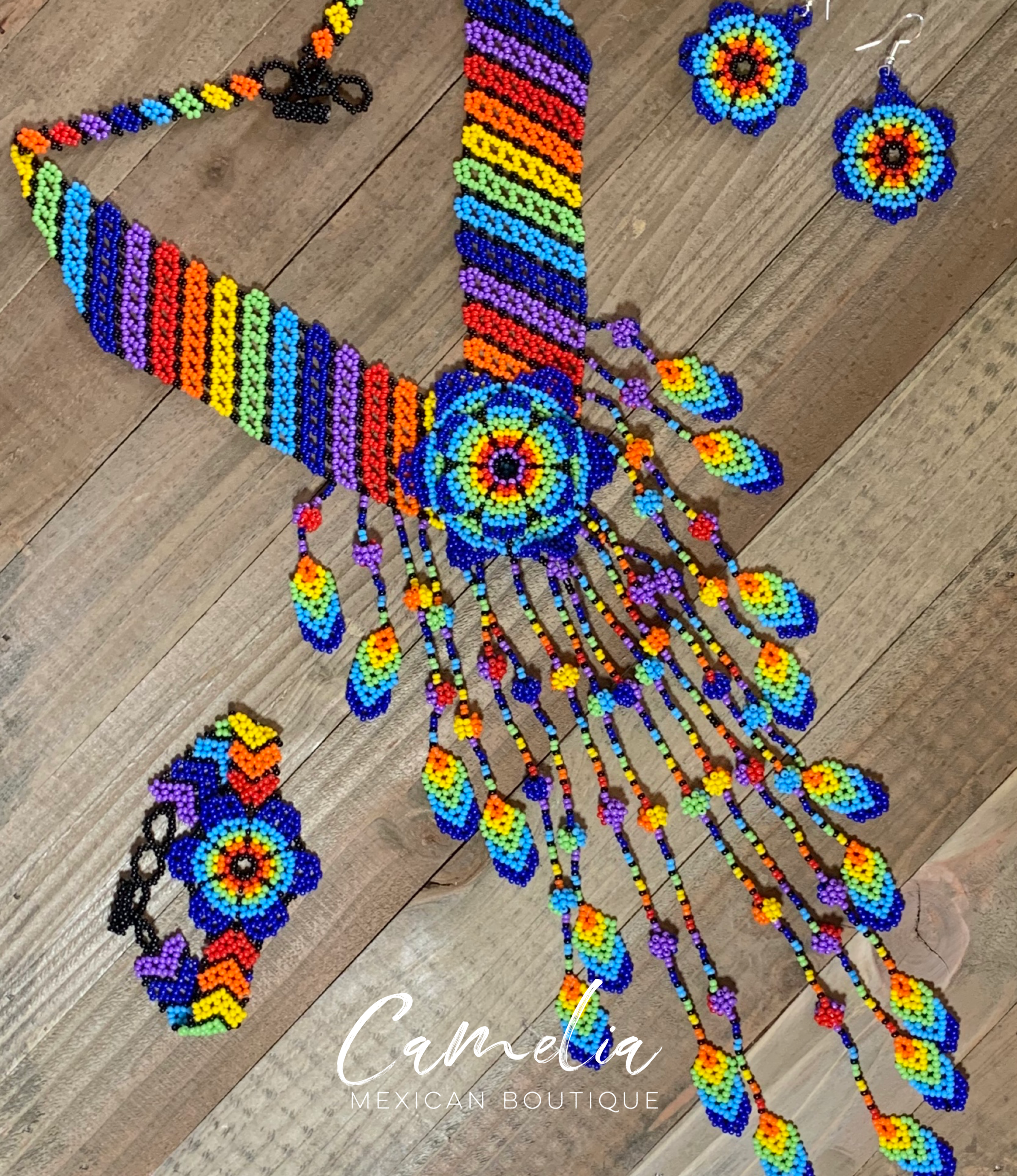 Buy Flower Necklace Set, Huichol Choker Bracelet and Earrings Set, Boho  Mexican Choker, Beaded Choker, Colorful Necklace, Huichol Jewelry Online in  India - Etsy
