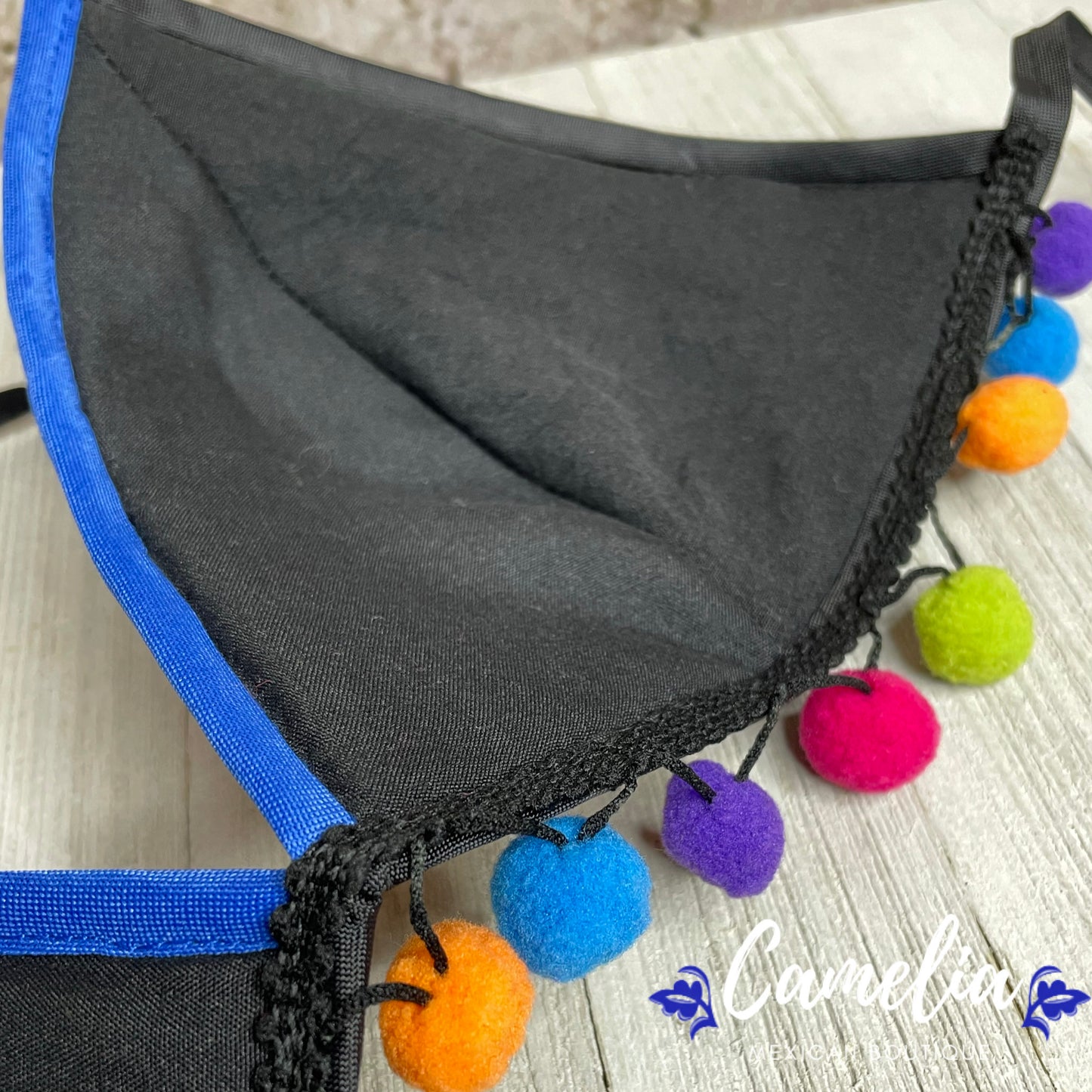 Mexican Embroidered Bikini Top with Poms - ZINNIA