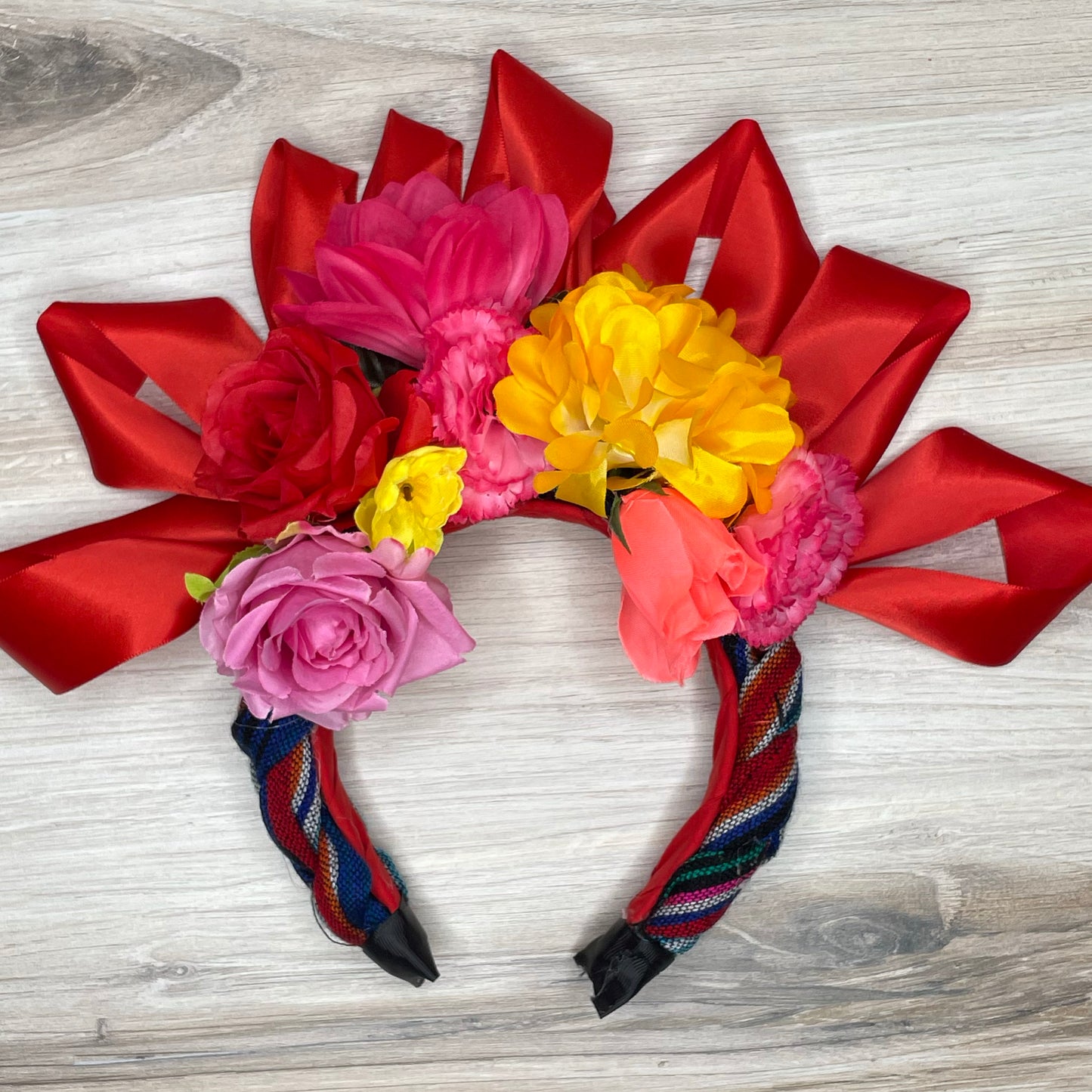 Mexican Flower Headband with Ribbons