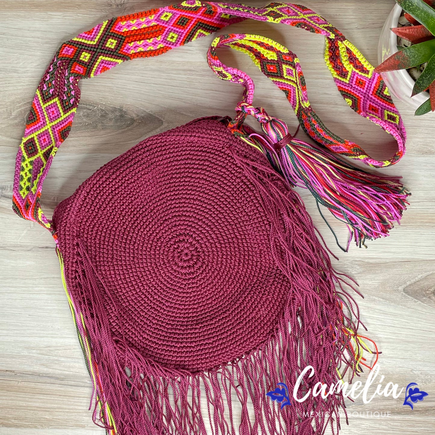 Crocheted Columbian Wayuu Round Boho Tote