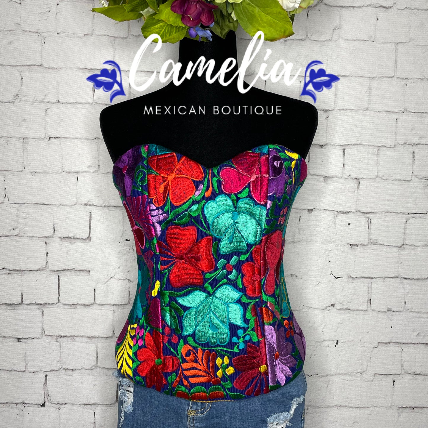 Mexican Embroidered Corset Zinnia
