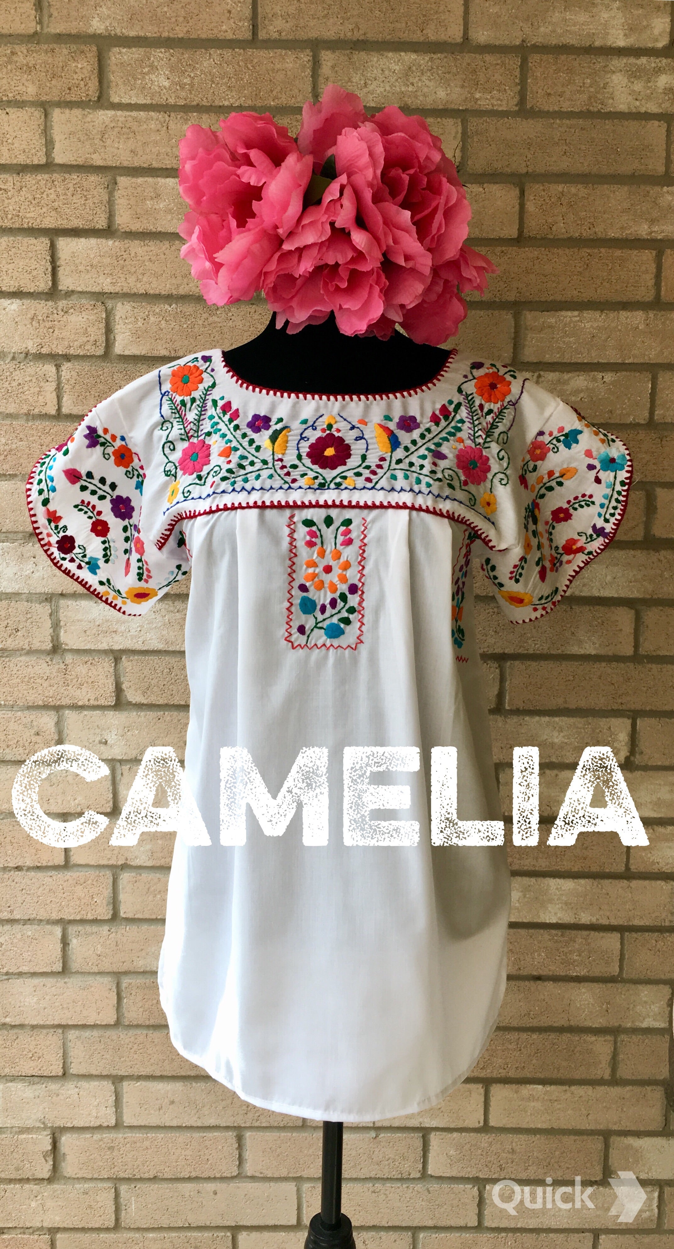 Puebla Mexican Blouse - Layered Sleeve – Camelia Mexican Boutique