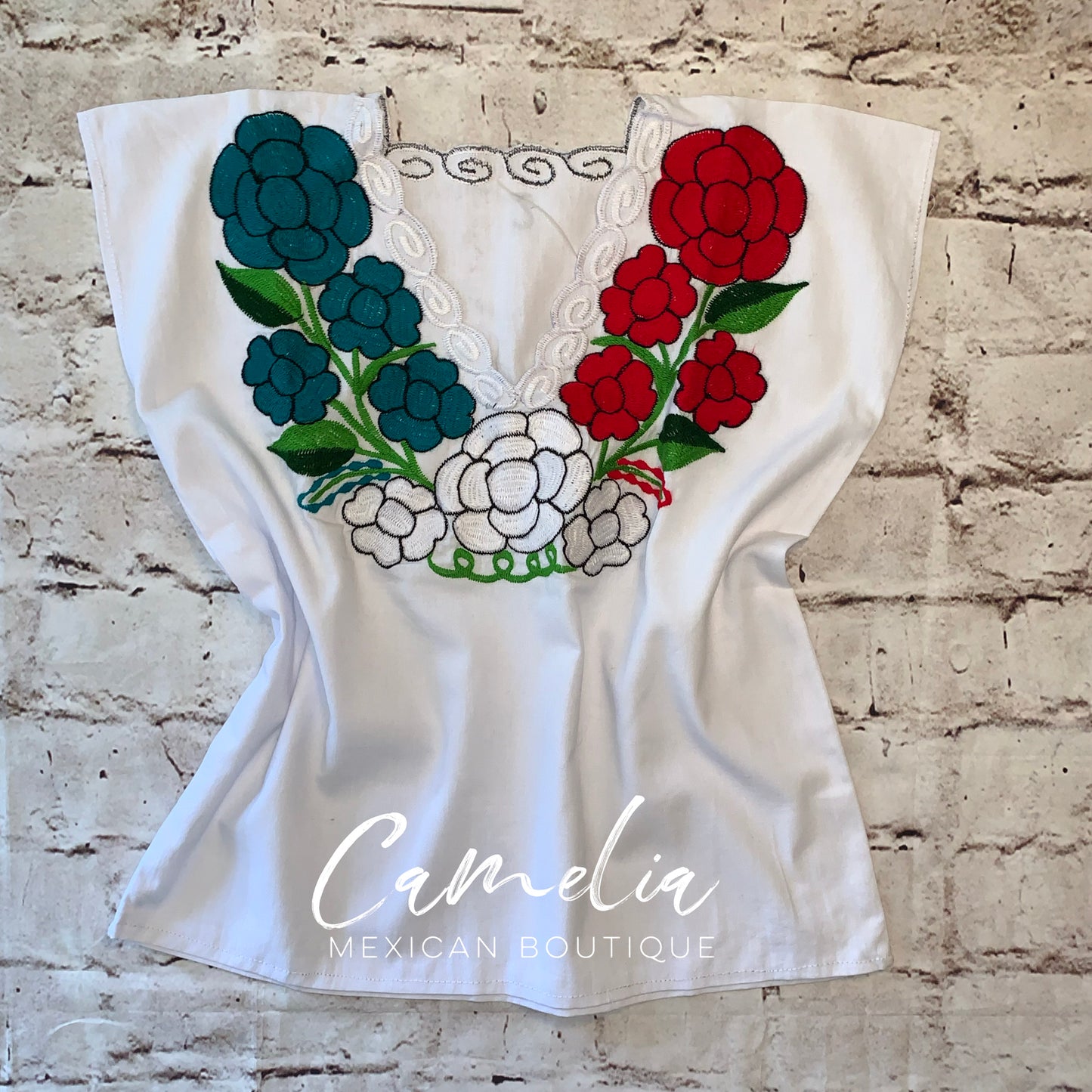 Zinnia Embroidered Mexican Blouse - VIVA MEXICO