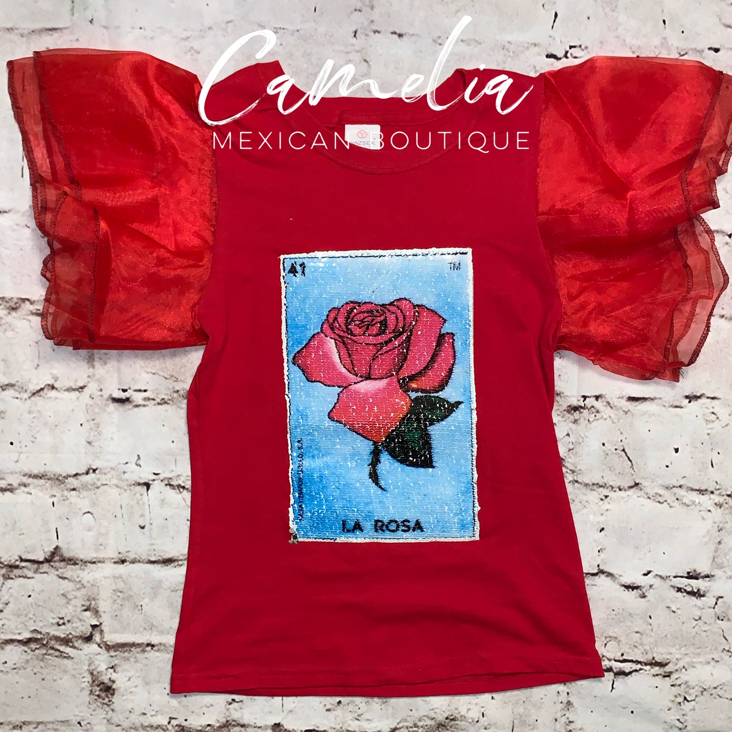 Mexican Loteria Shirt LA ROSA - GIRLS