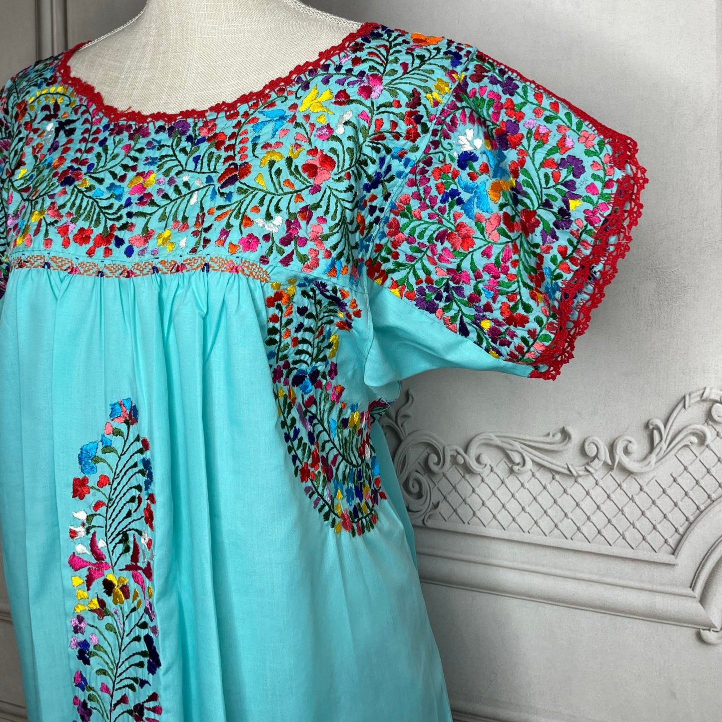 San Antonino Mexican Gala Blouse Short Sleeve - Silk Embroidery